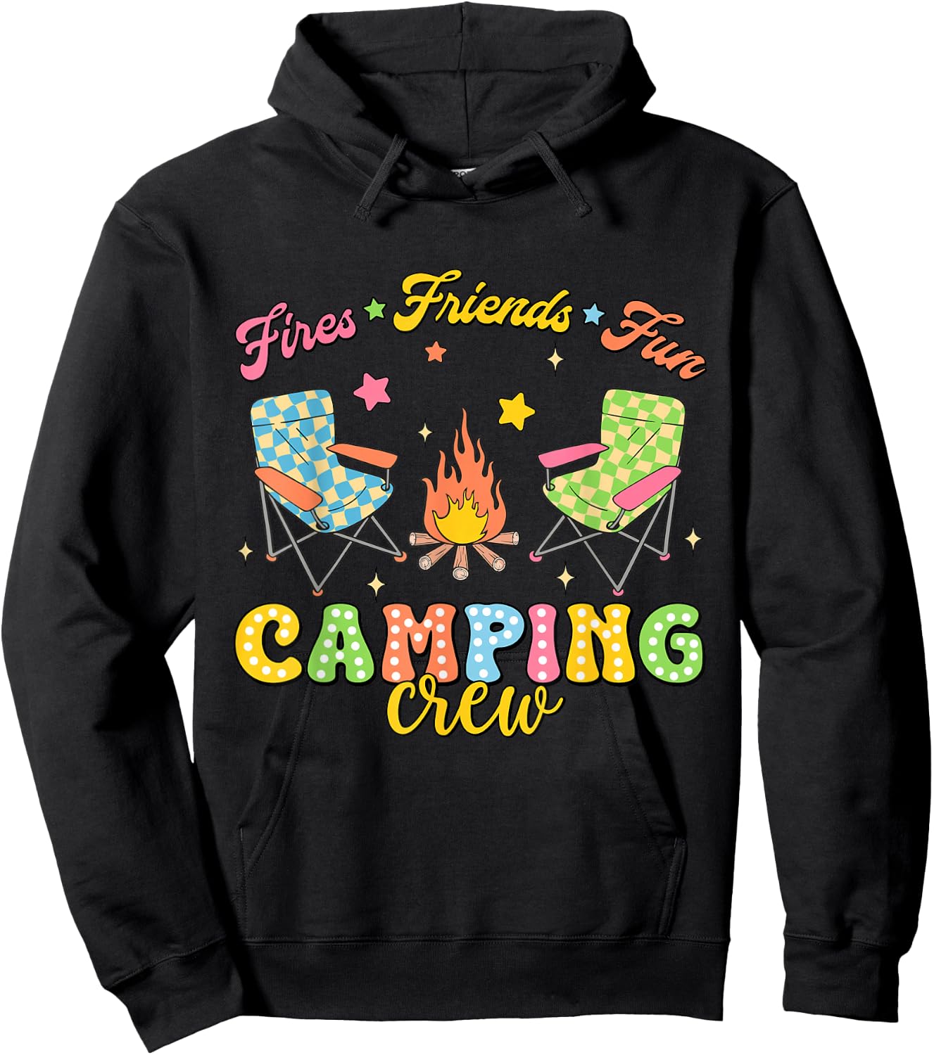 Camping Crew Family Friends Girls Kids Summer Vibes Camper Hoodie - Hoodie | Black