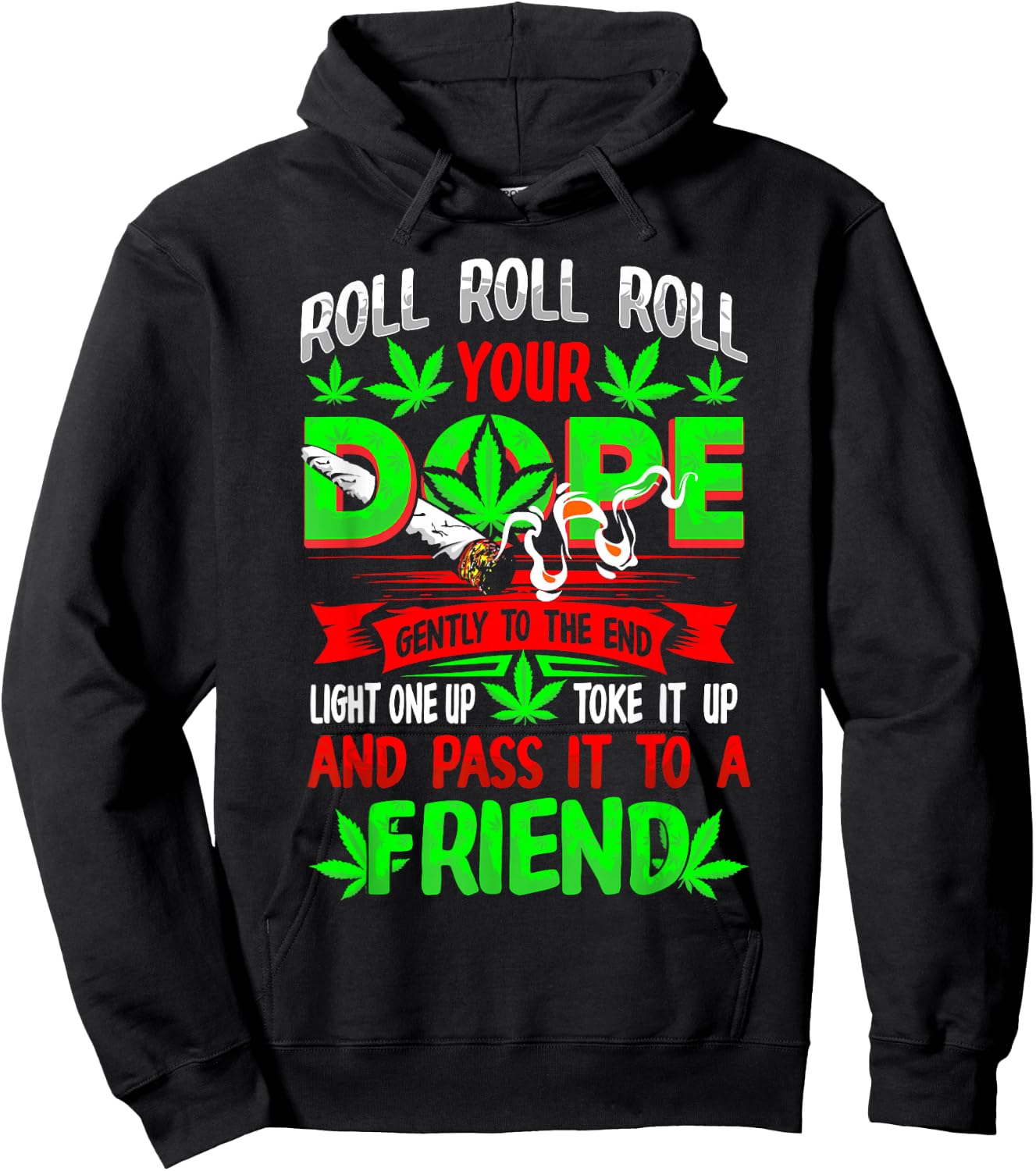 Funny Weed Pot Lover Roll Joint Friend Smoking Marijuana Short Sleeve Hoodie - Hoodie | Black