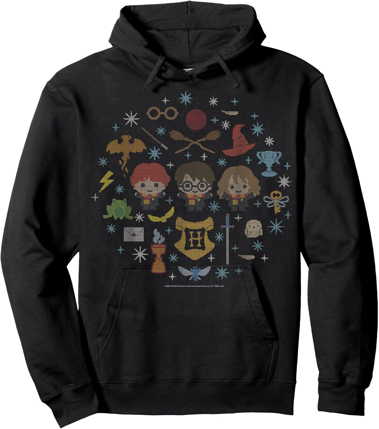 Harry Potter Christmas Group Shot Chibi Ugly Sweater Hoodie - Hoodie | Black