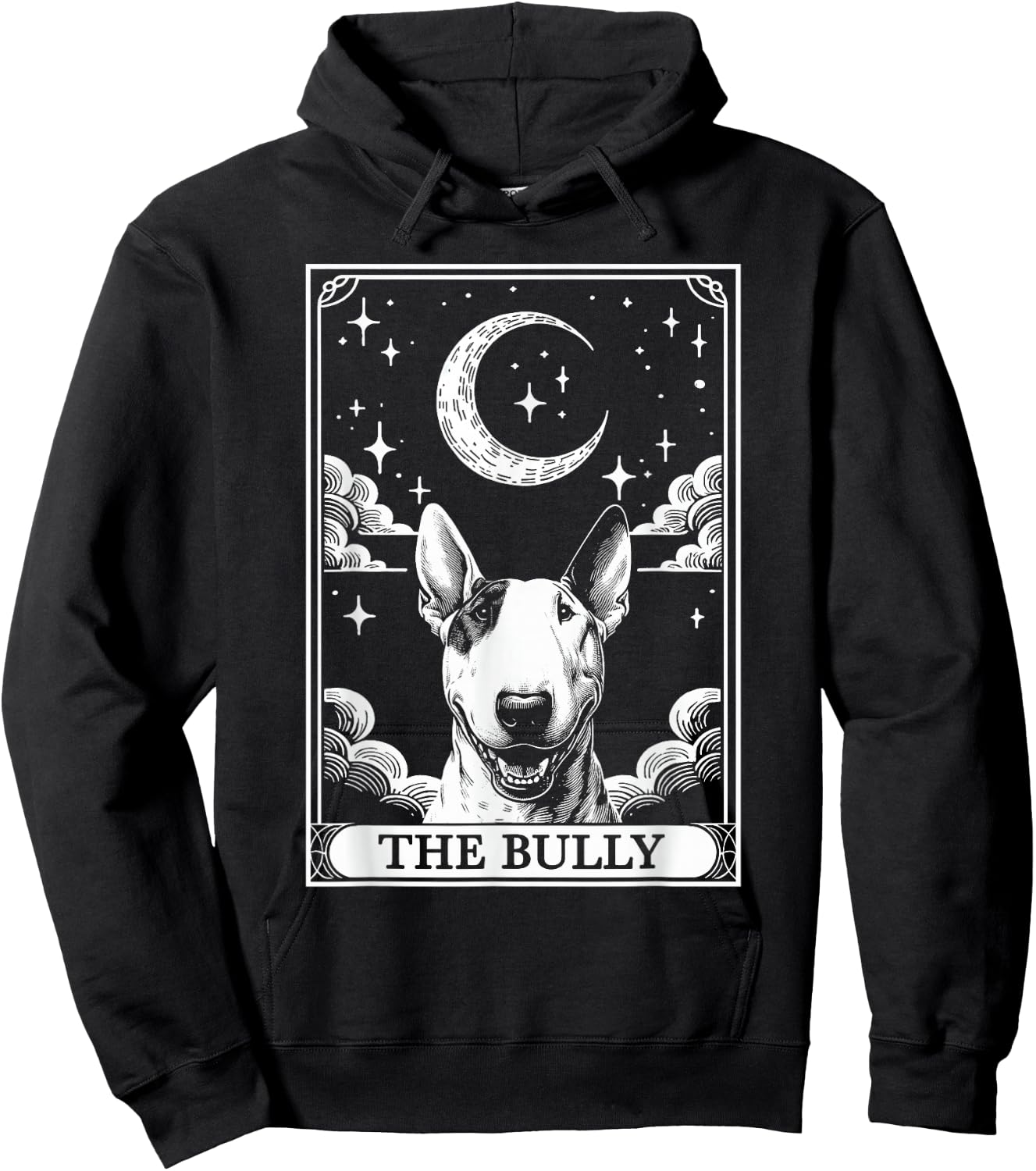 Tarot Card Vintage Crescent Moon Bull Terrier Bully Dog Mom Hoodie - Hoodie | Black