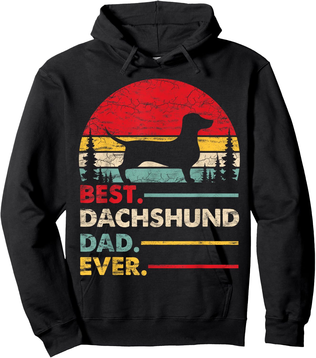 Dachshund Best Dad Ever Gift Dog Vintage Retro Men Hoodie - Hoodie | Black
