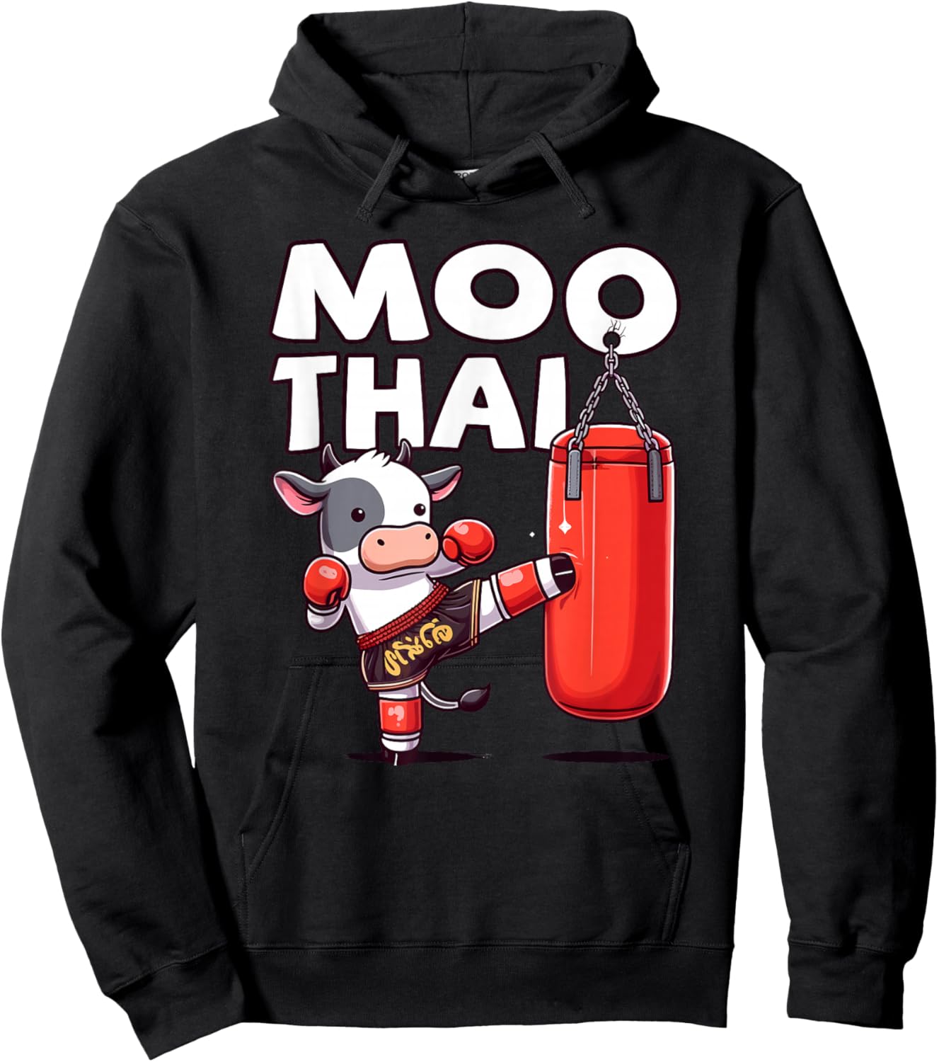 Muay Thai, Moo Thai | Thai Boxing For Youth, Muay Thai Cow Hoodie - Hoodie | Black