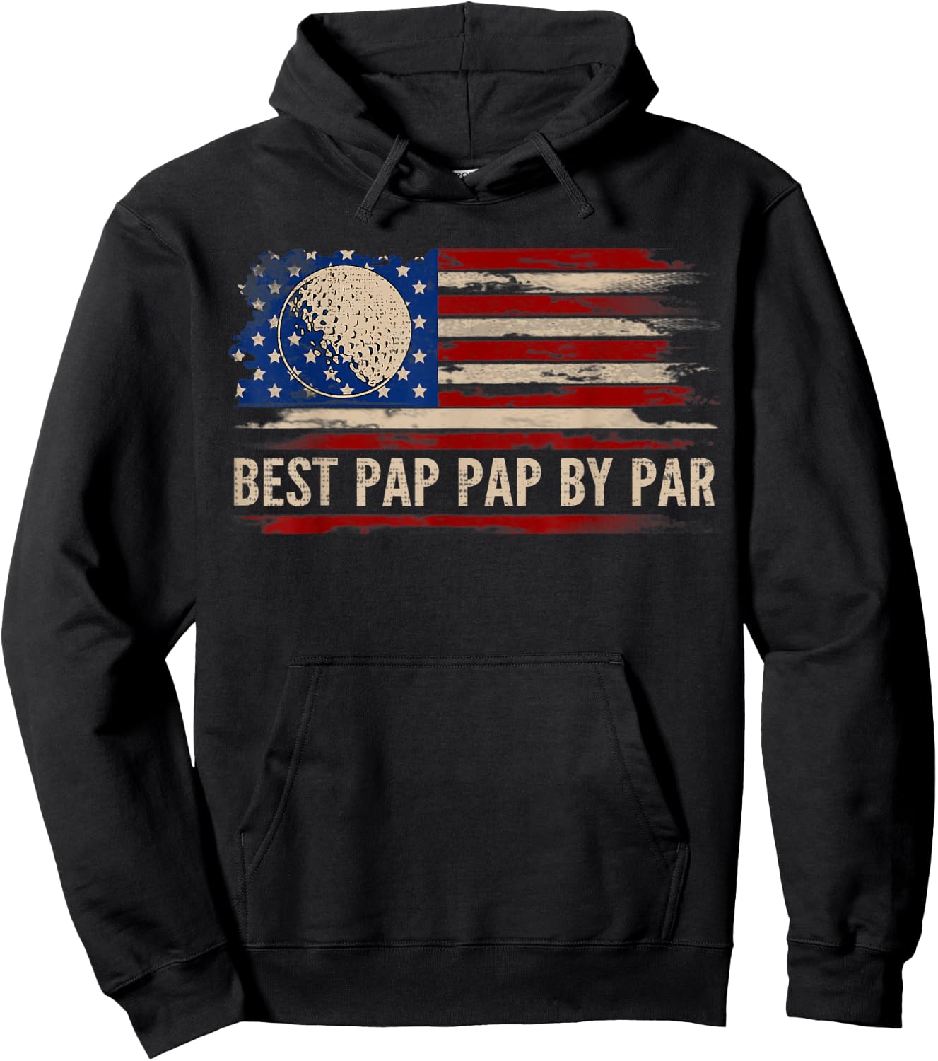 Vintage Best Pap Pap By Par American Flag Golf/Golfer Gift Hoodie - Hoodie | Black