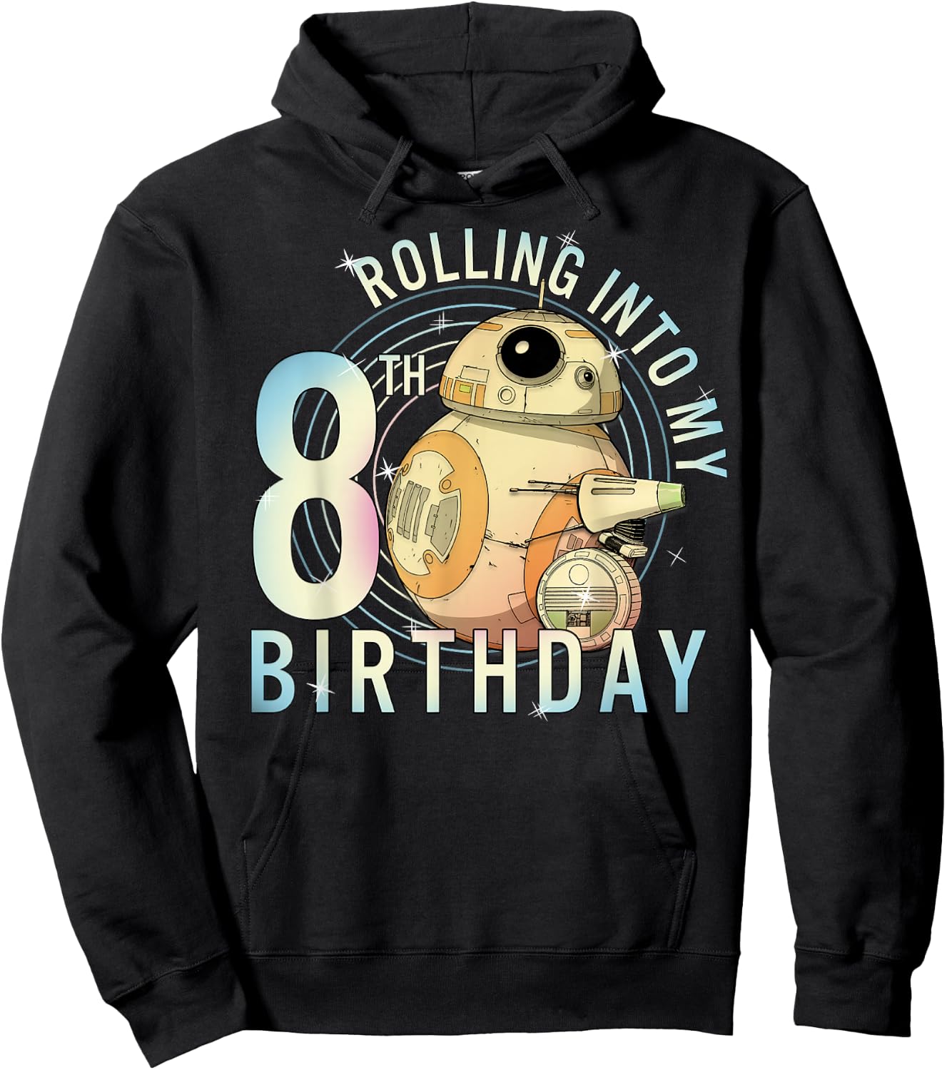 Star Wars BB-8 & D-O Rolling Into My 8th Birthday Hoodie - Hoodie | Black
