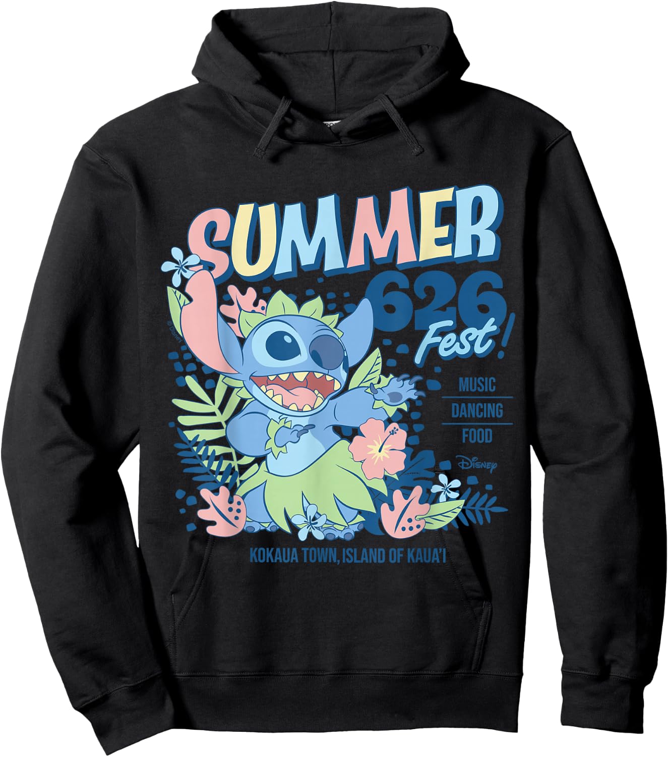 Lilo & Stitch - Summer Fest 626 Kokaua Town Kaua'i Hawaii Hoodie - Hoodie | Black
