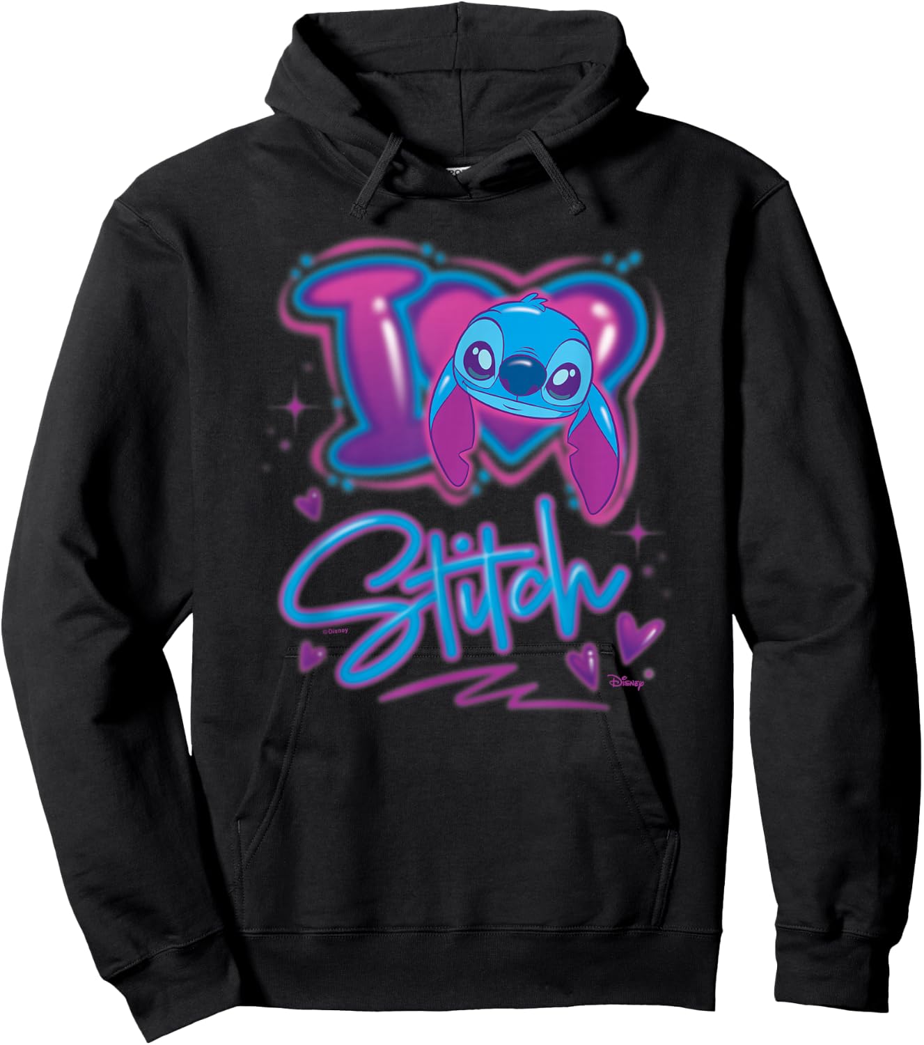 Lilo & Stitch - I Love Stitch Airbrush Hoodie - Hoodie | Black