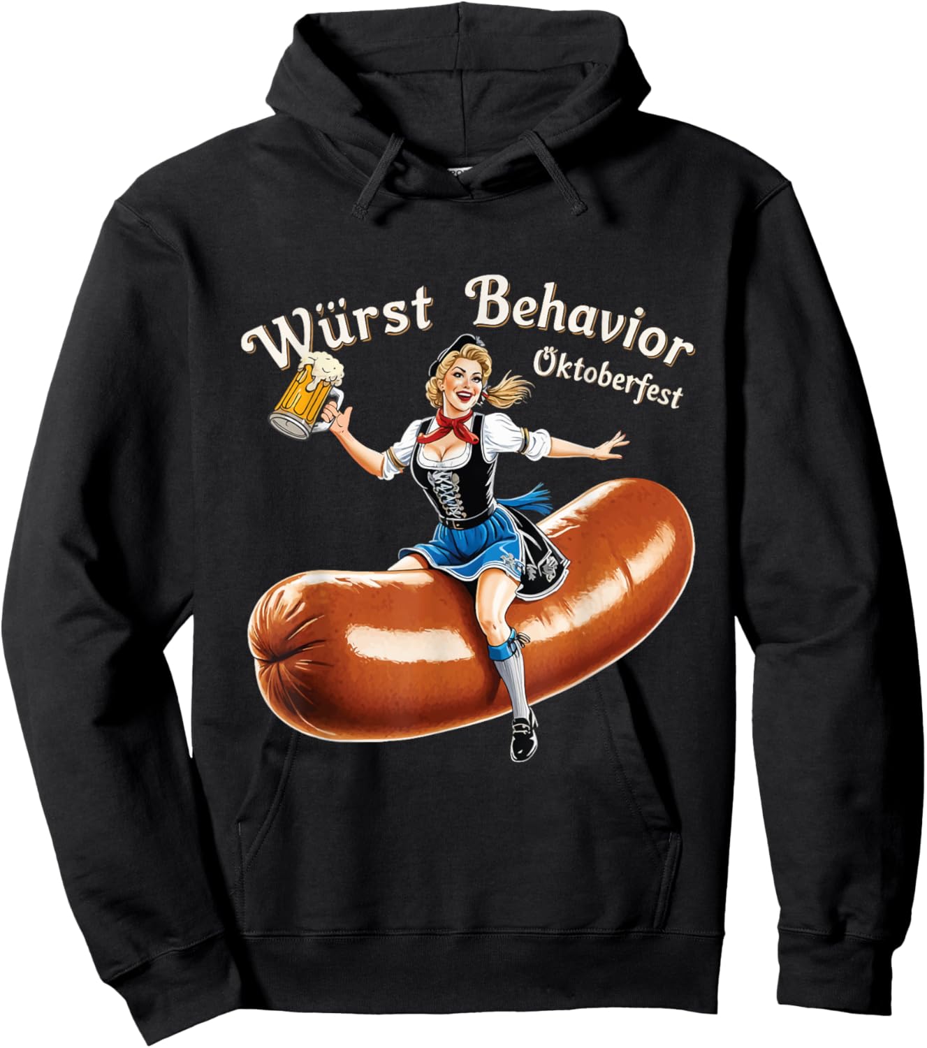 Wurst Behavior: Oktoberfest Bratwurst Sausage Shenanigans Hoodie - Hoodie | Black