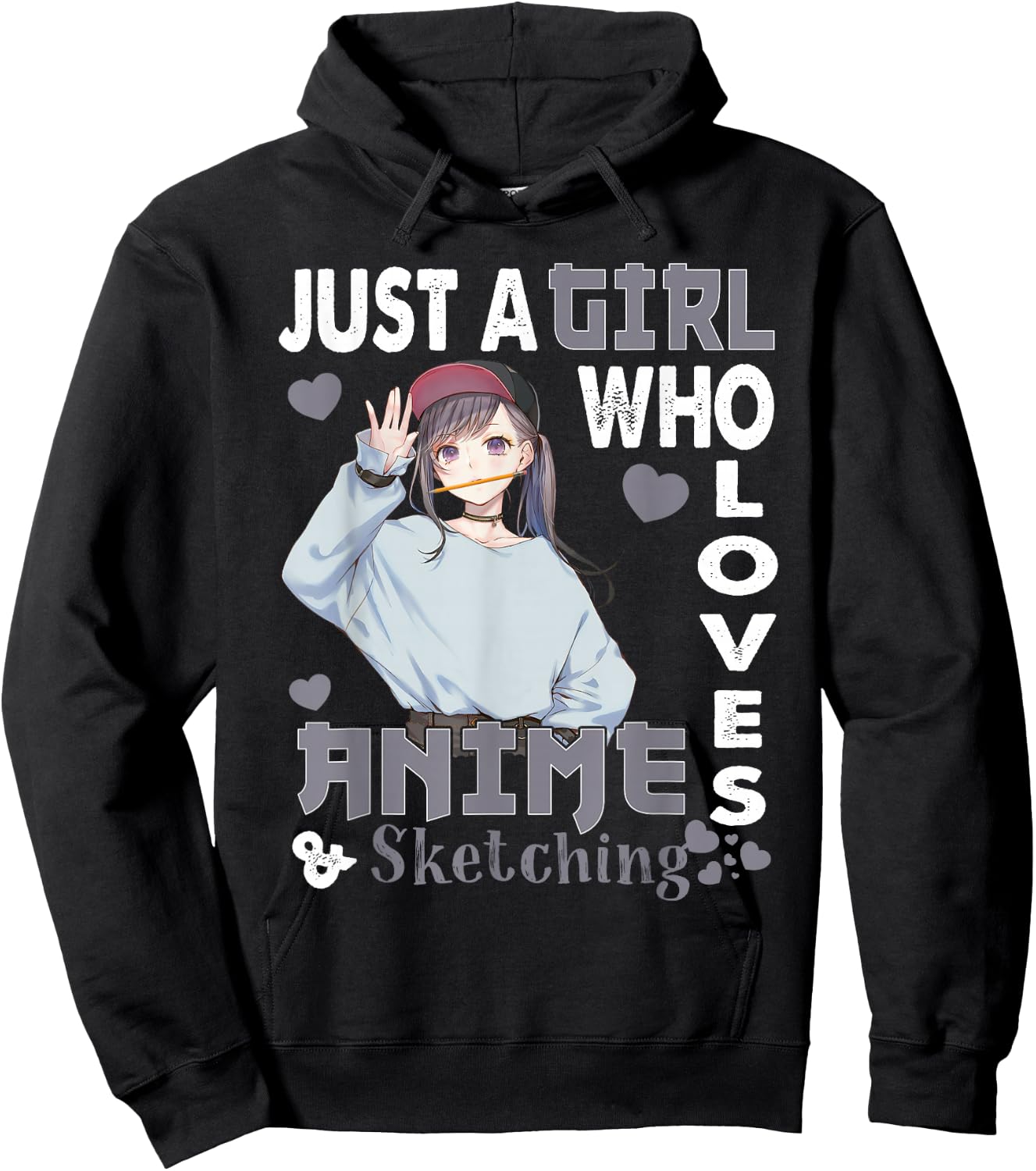Japanese Anime Drawing Gifts Just A Girl Who Loves Sketching Hoodie - Hoodie | Black