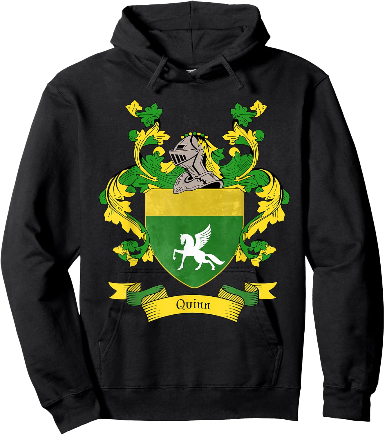 Quinn Coat of Arms | Quinn Surname Family Crest Hoodie - Hoodie | Black