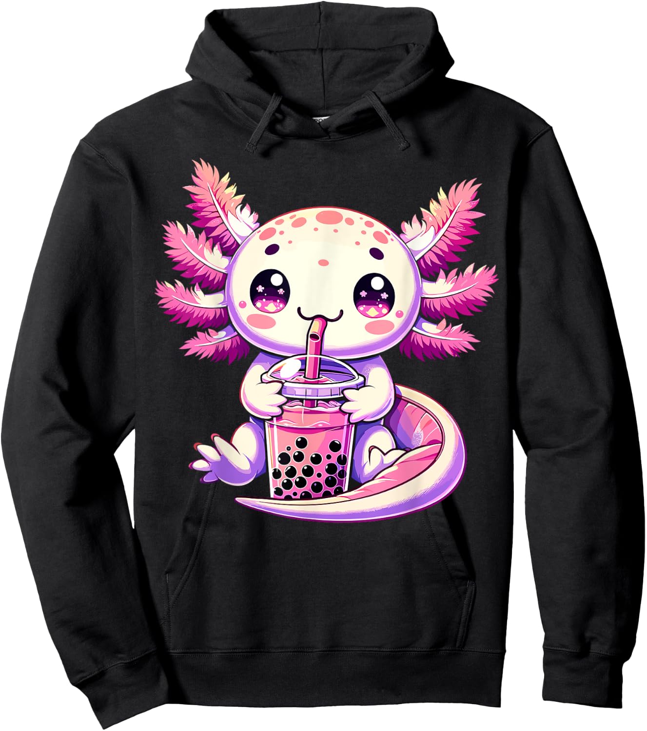 Axolotl Boba Tea Bubble Tea Anime Cute Kawaii Axolotl Hoodie - Hoodie | Black