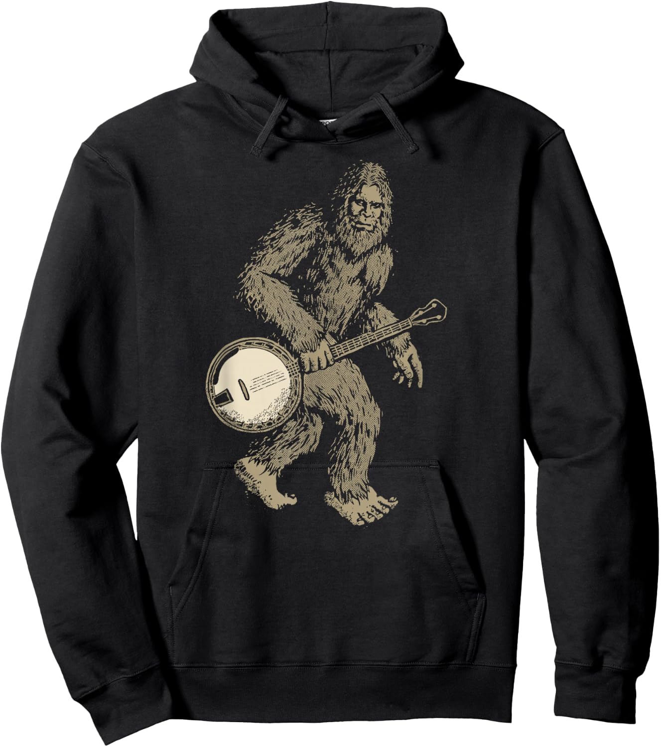 Grassquatch! Vintage Bigfoot & Bluegrass Banjo Music Hoodie - Hoodie | Black