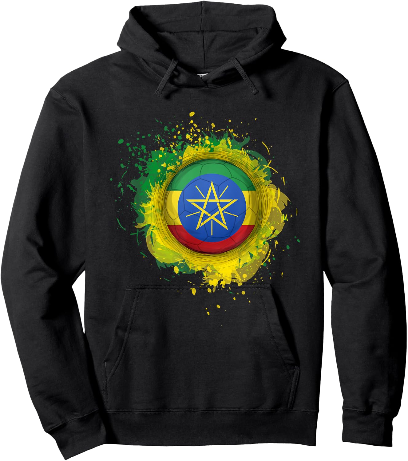 Proud Heritage Ethiopia Flag Soccer Ball Hoodie - Hoodie | Black
