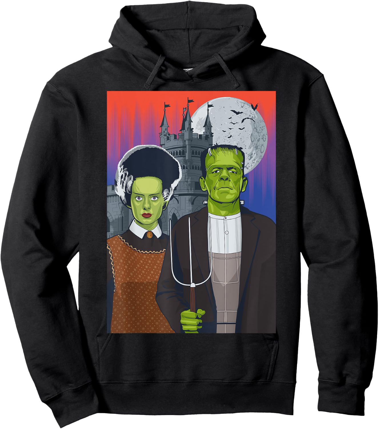 Frankenstein American Gothic Parody Halloween Monster Hoodie - Hoodie | Black