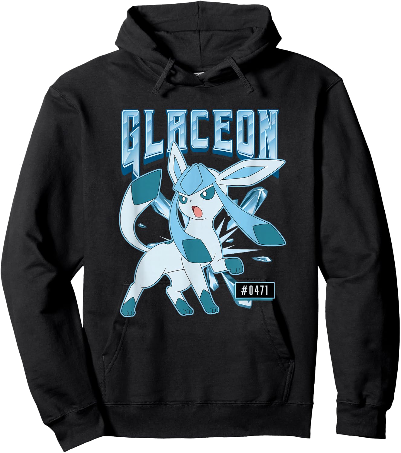 Pokémon Glaceon #0471 Ice Type Eeveelution Portrait Hoodie - Hoodie | Black