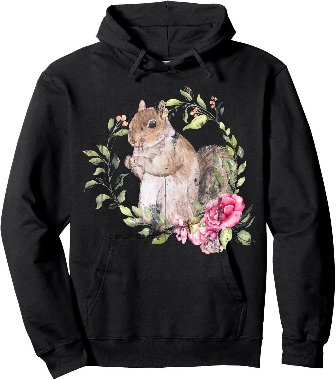 Flowers Squirrel Hoodie - Hoodie | Black
