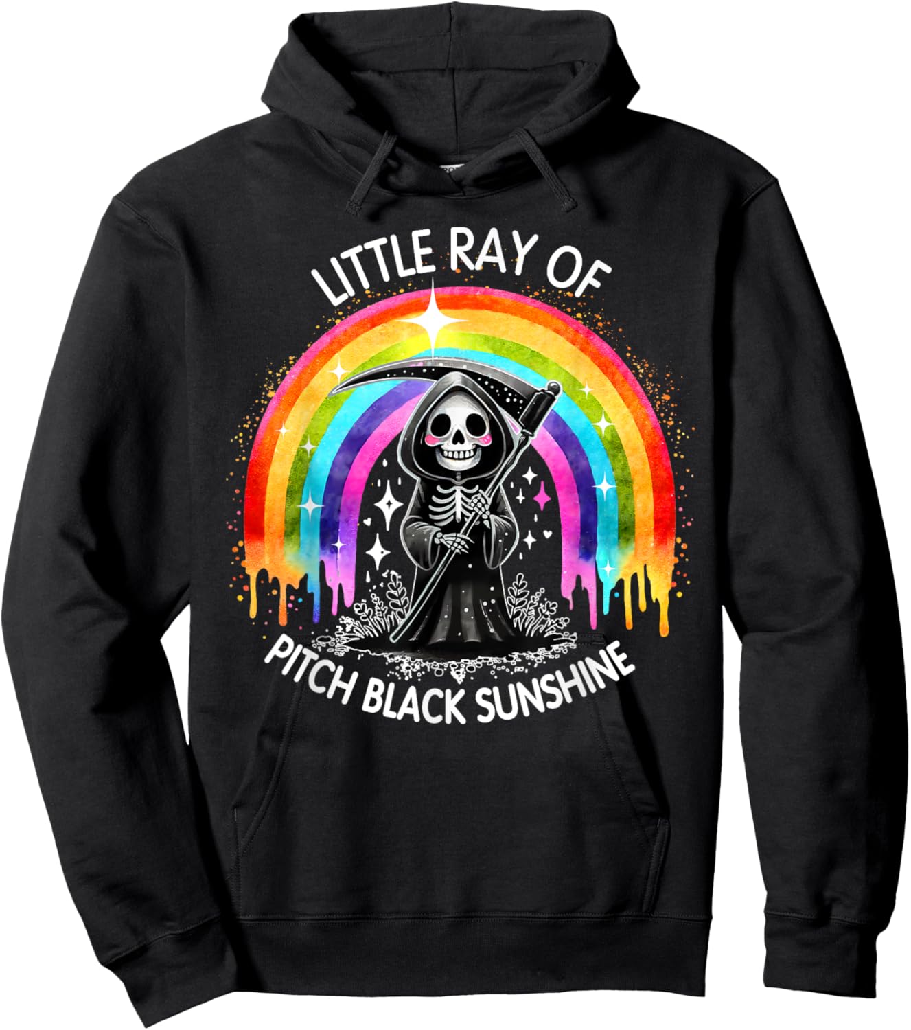 Little Ray Of Pitch Black Sunshine Death Rainbow Halloween Men Women Kids Hoodie - Hoodie | Black