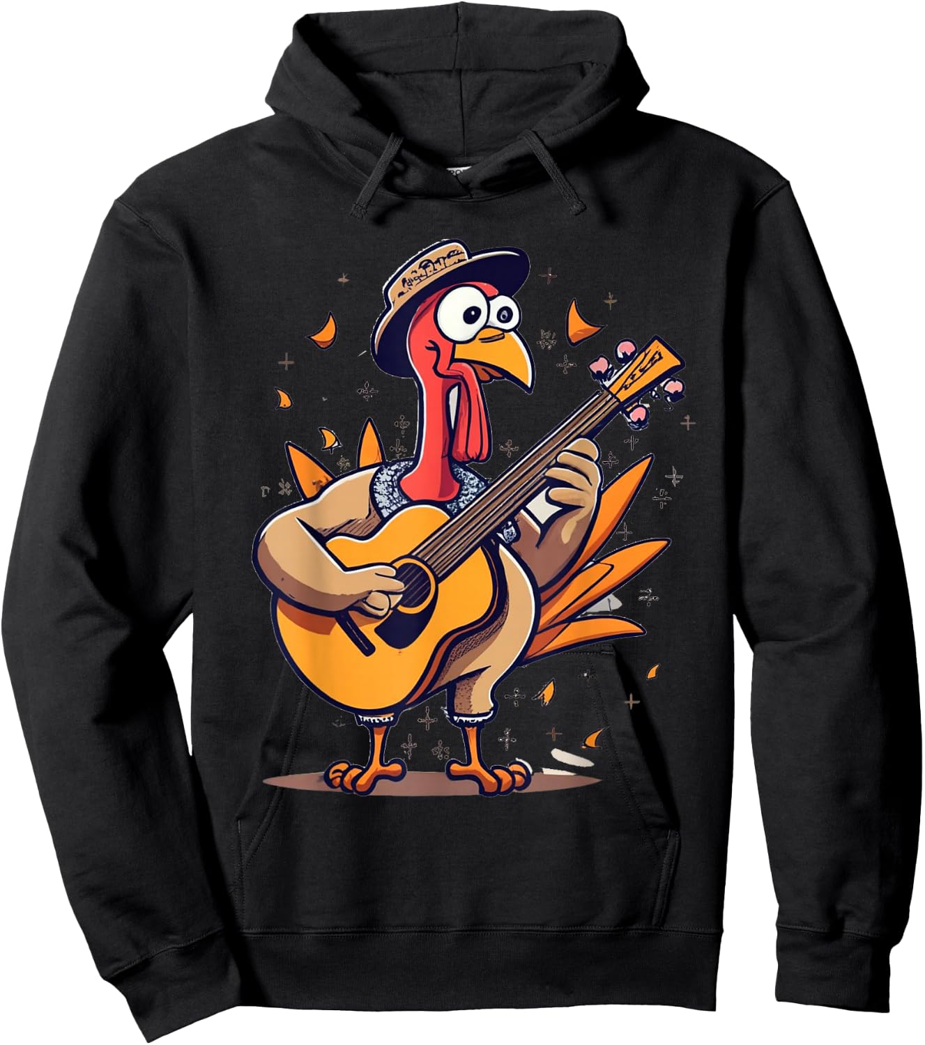 Thanksgiving RockStar Turkey Playing Guitar Hoodie - Hoodie | Black