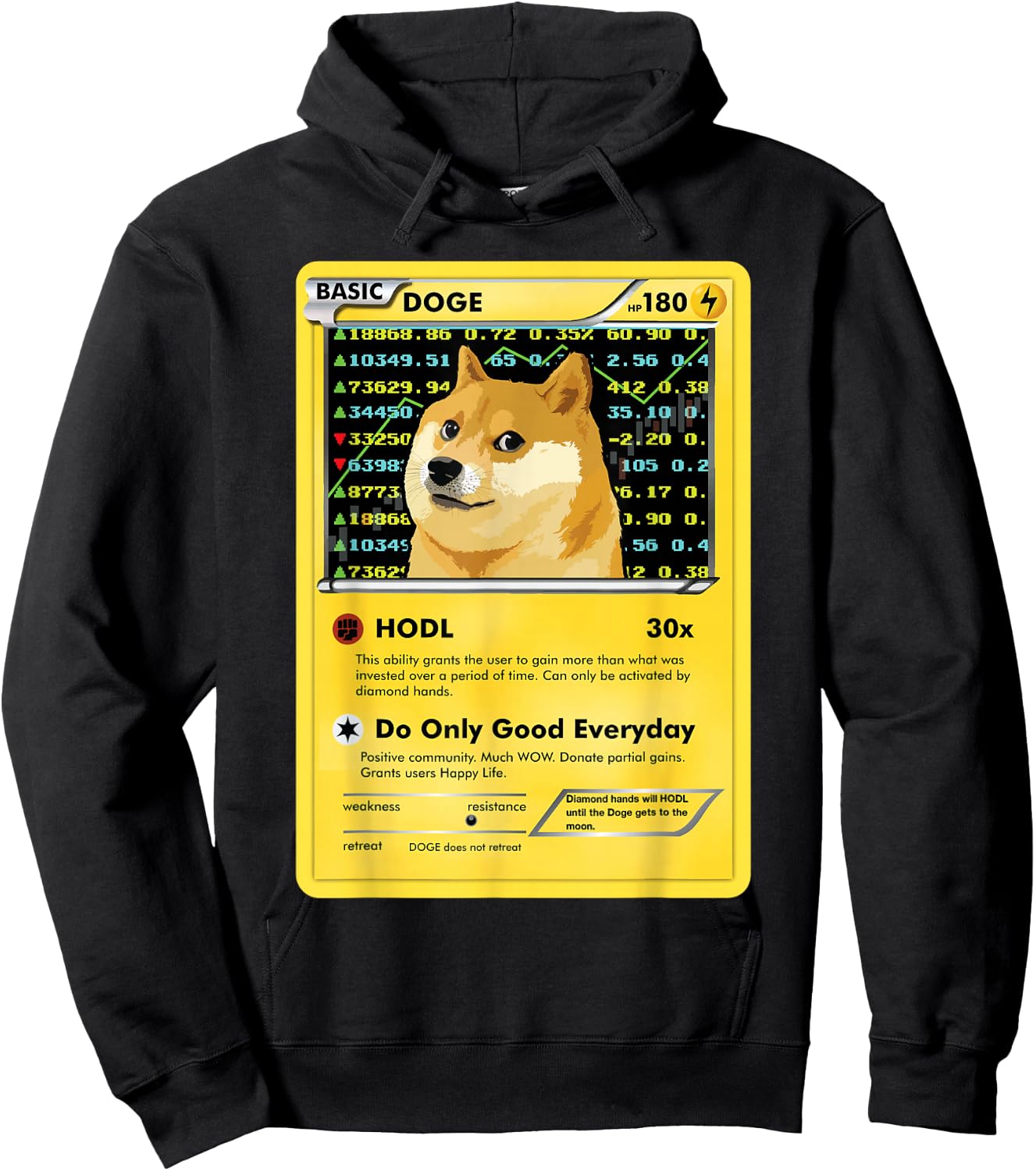 Funny Dogecoin Doge HODL Card Crypto Meme Men Kids Small Hoodie - Hoodie | Black