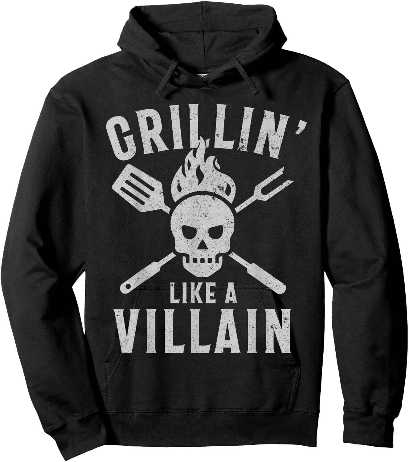 Funny Grillin' Like A Villain Barbecue Grilling Cooking Hoodie - Hoodie | Black