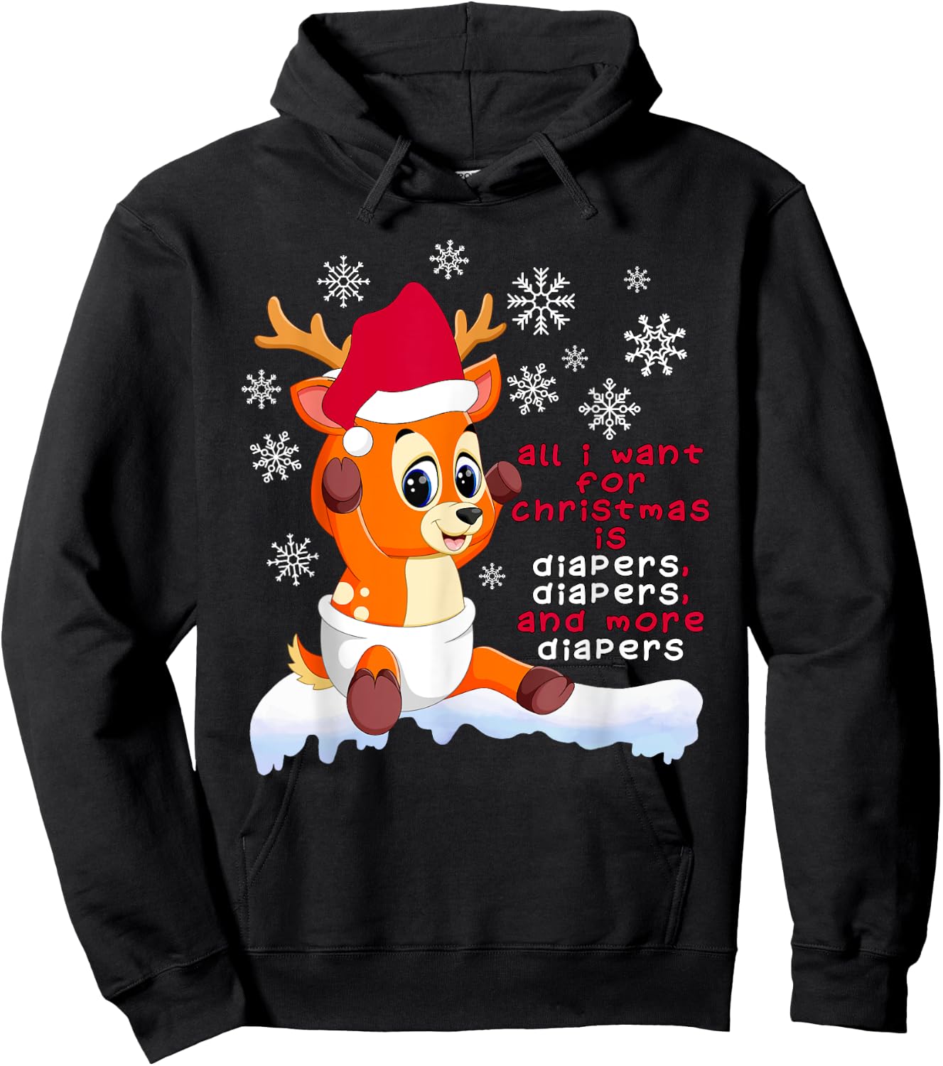 Baby Reindeer Diaper Christmas Wishlist Hoodie - Hoodie | Black
