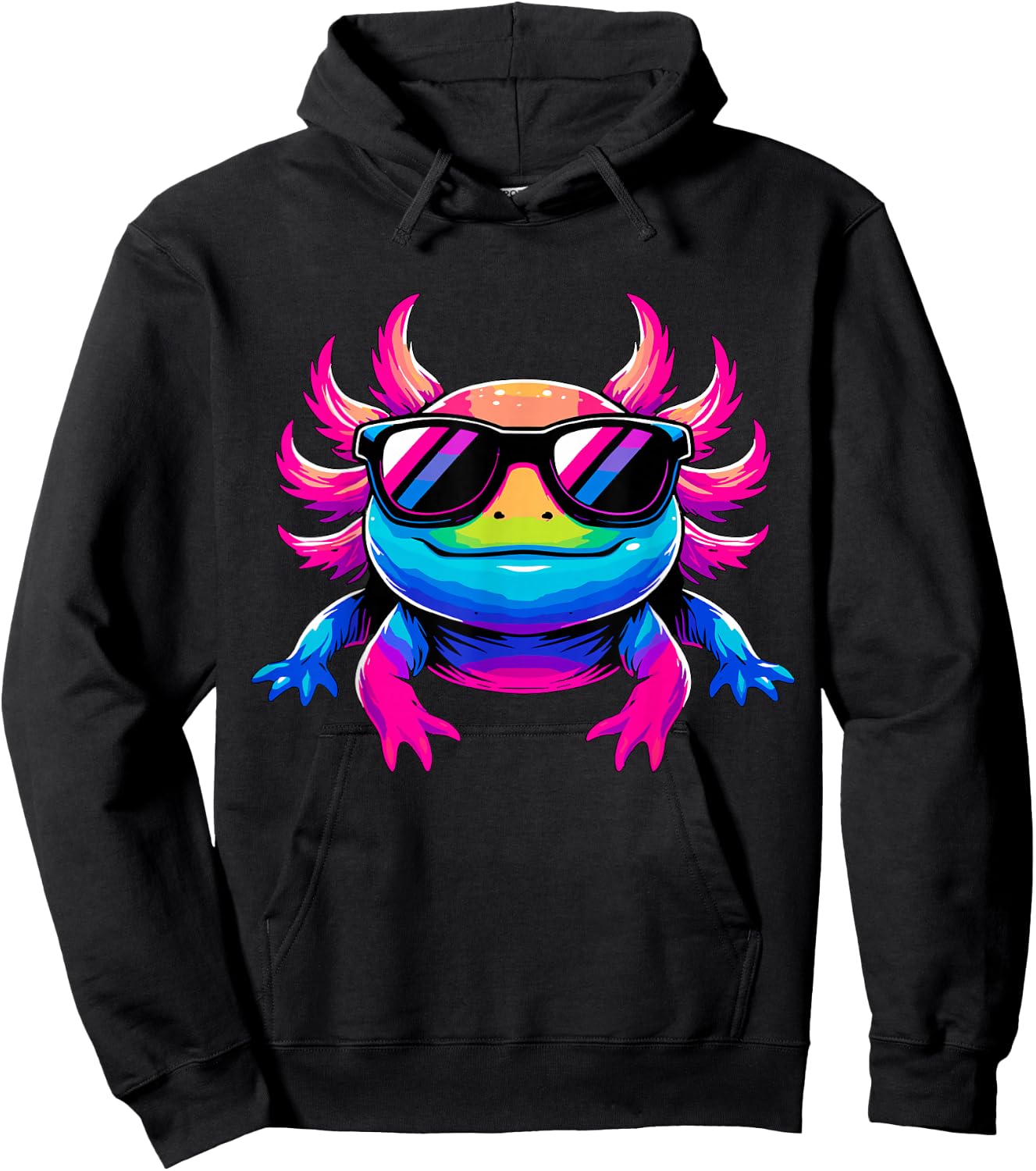 Cool Tie-Dye Axolotl Sunglasses Hoodie - Hoodie | Black