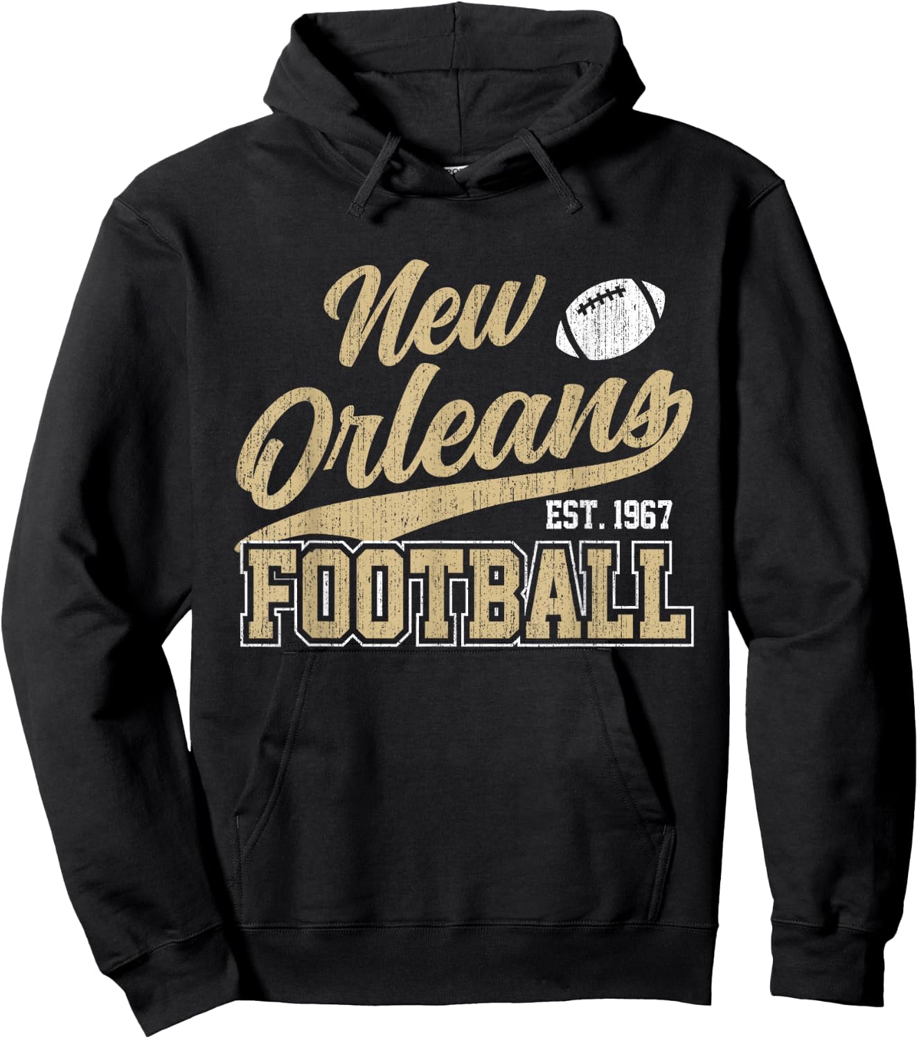 New Orleans Distressed Football Team Fan Sports Hoodie - Hoodie | Black