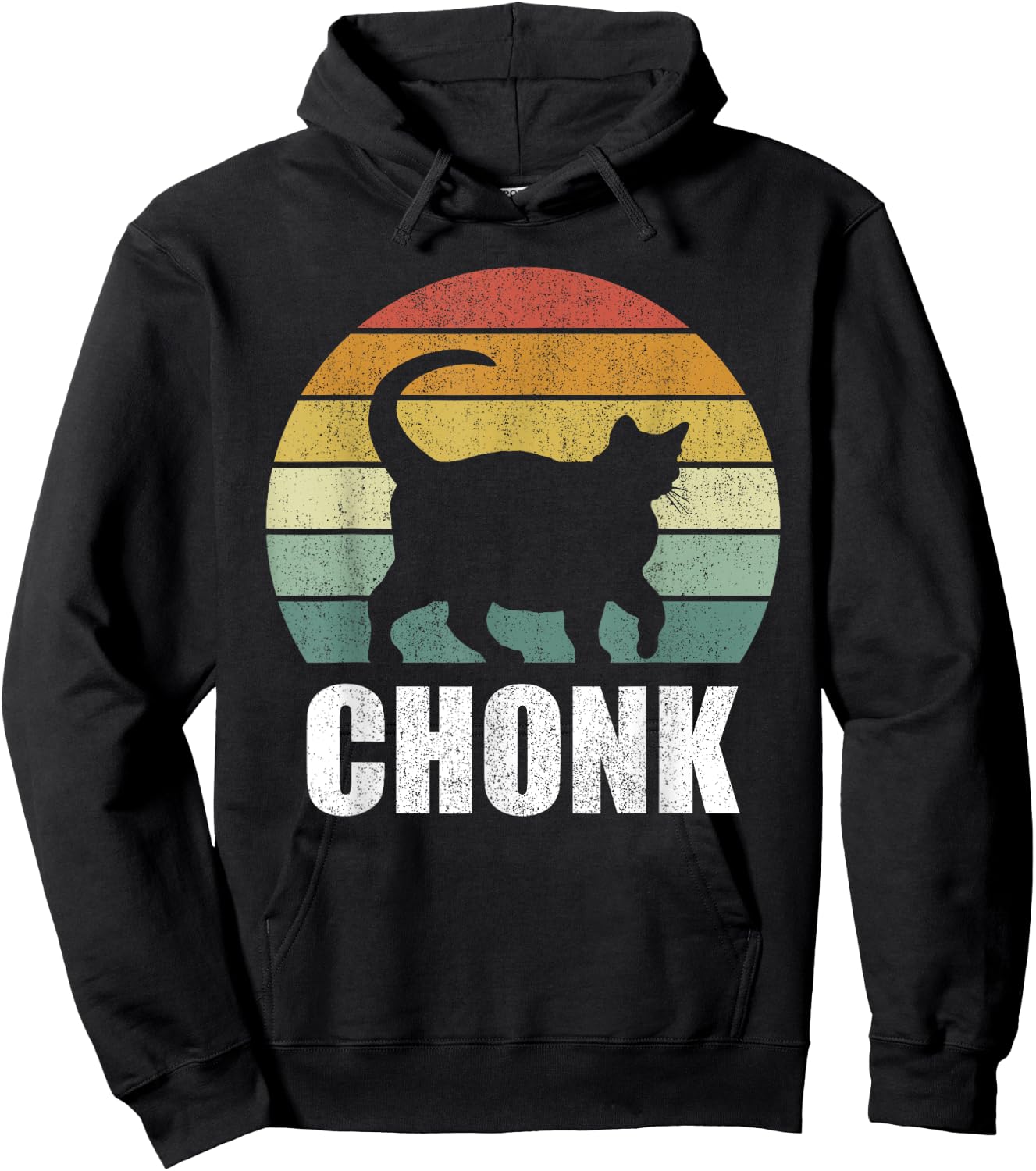Vintage Retro Sunset Funny Fat Cats Meme Chonk Cat Women Kids Hoodie - Hoodie | Black