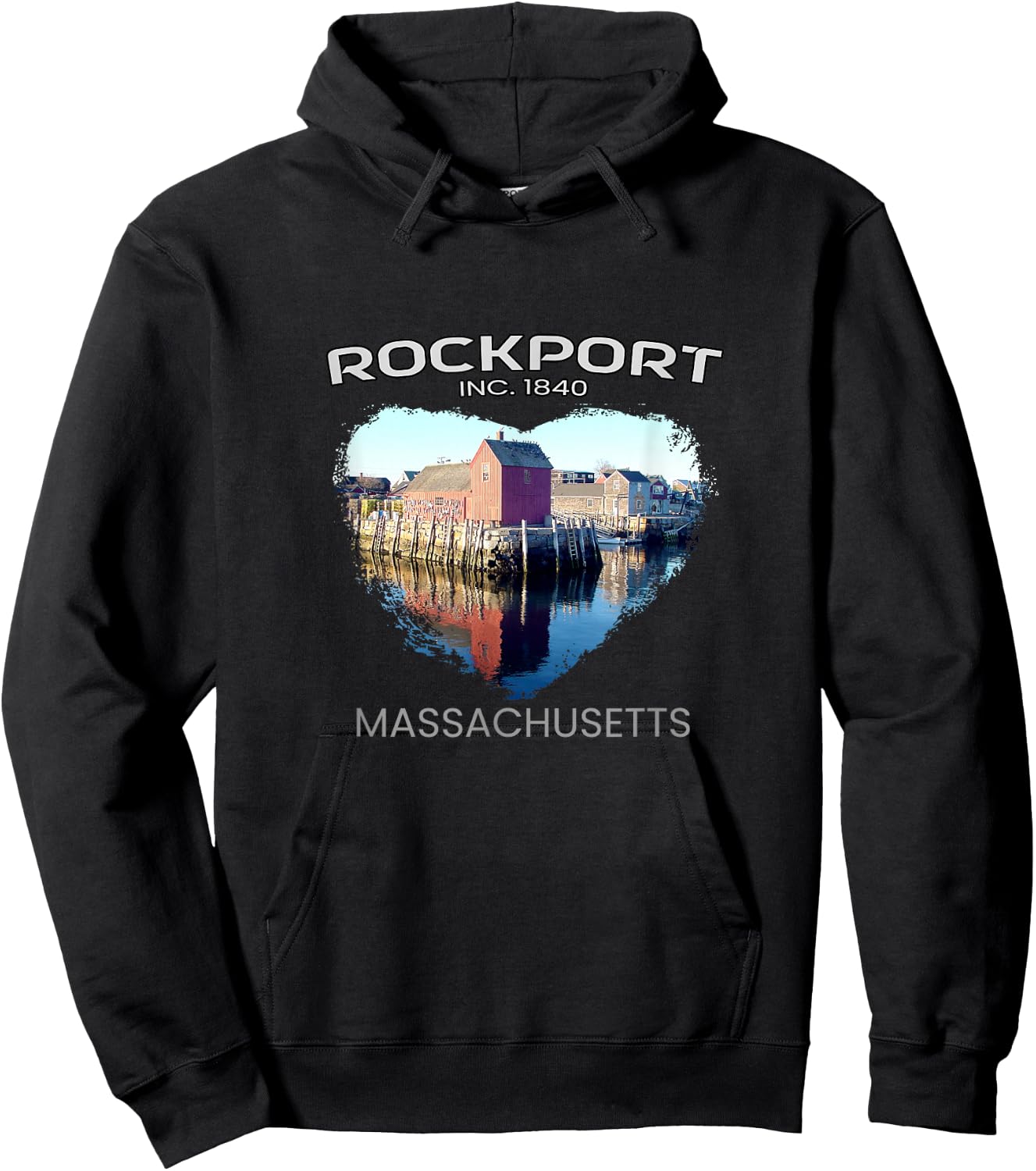 Rockport MA MASSACHUSETTS Motif Number 1 (Motif No. 1) Hoodie - Hoodie | Black