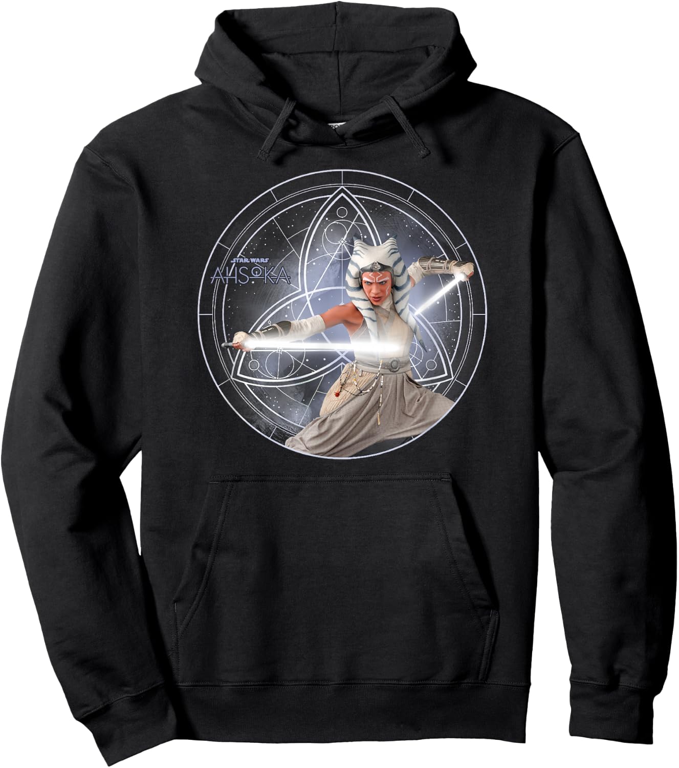 Star Wars Ahsoka Part 5 White Costume Lightsabers & Star Map Hoodie - Hoodie | Black