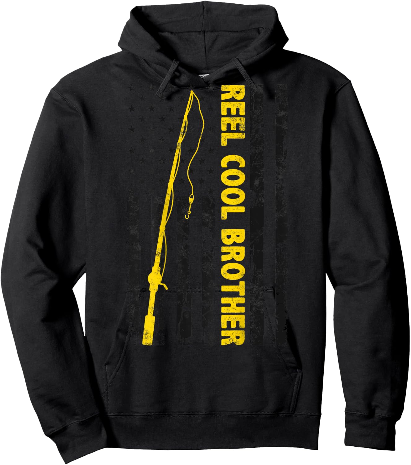 Reel cool Brother Fishing American Flag dad Gift Brother Hoodie - Hoodie | Black