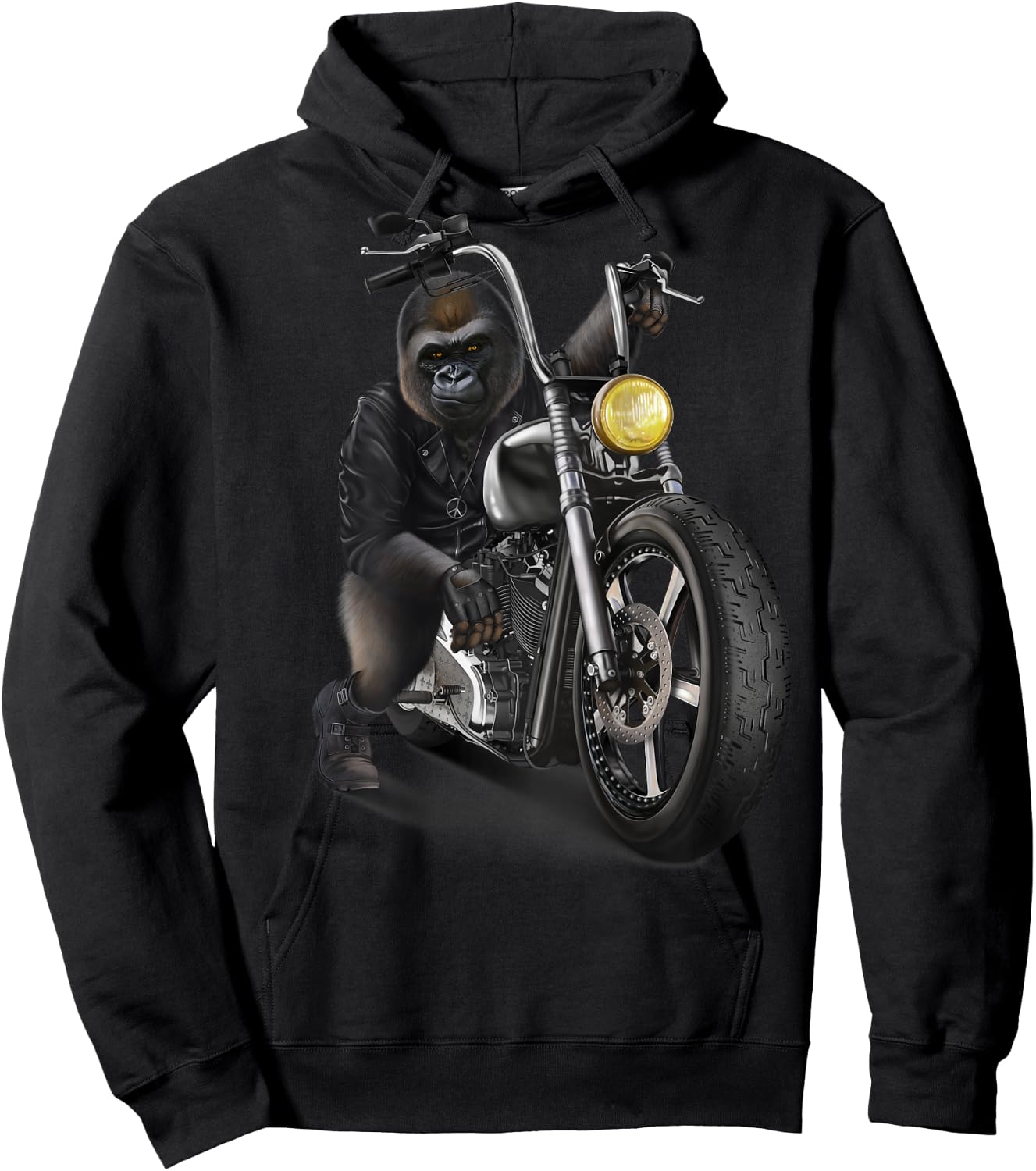 Gorilla Riding Chopper Motorcycle Hoodie - Hoodie | Black