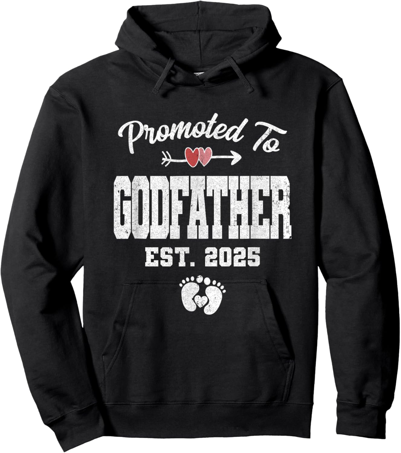 Promoted To Godfather Est 2025 Funny First Time Fathers Day Hoodie - Hoodie | Black