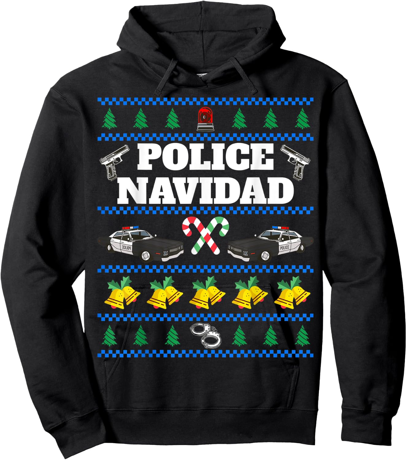 Police Navidad Ugly Christmas Sweater Hoodie - Hoodie | Black