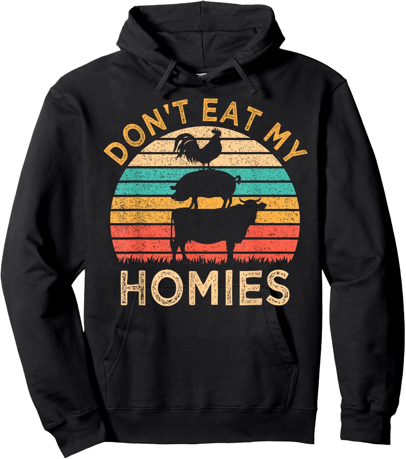Vegan Don't Eat My Homies Funny Vegetarian Hoodie - Hoodie | Black