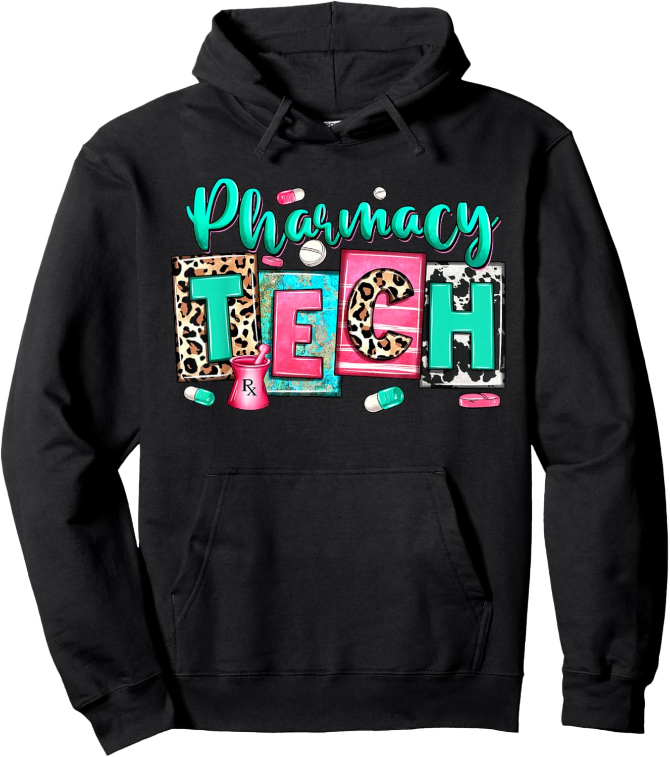 Women Pharmacy Tech Leopard Medical Pharmacy Technician Life Hoodie - Hoodie | Black