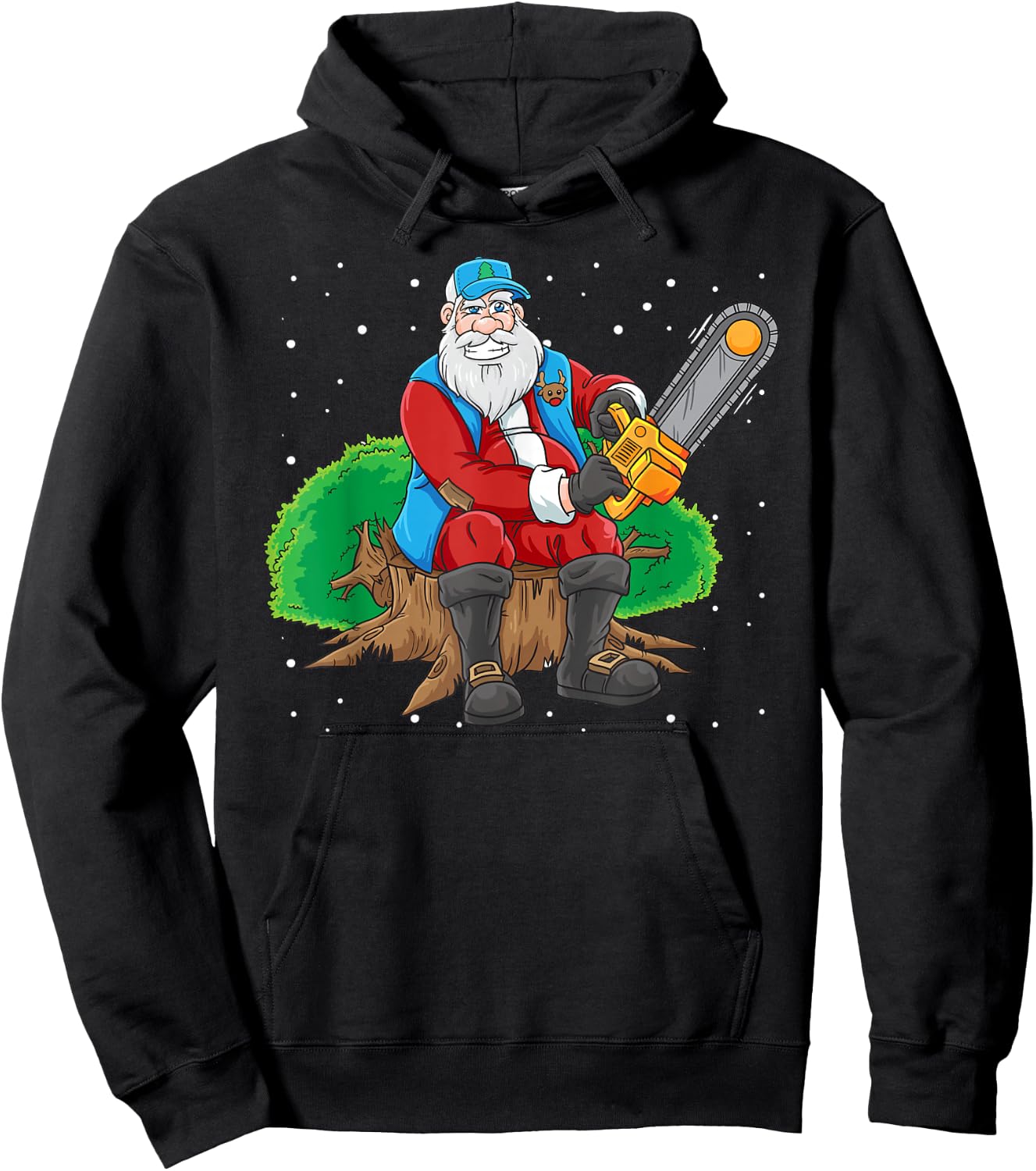 Lumberjack Santa Claus Christmas Chain Saw Hoodie - Hoodie | Black