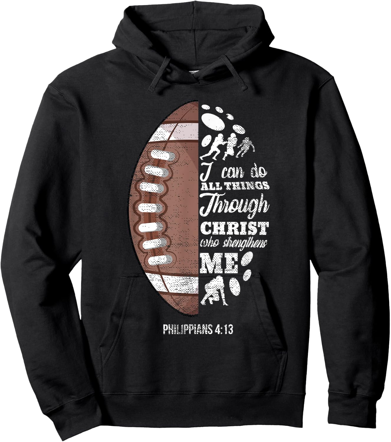 Philippians 4:13 Christian Football Funny Bible Verse Gift Hoodie - Hoodie | Black