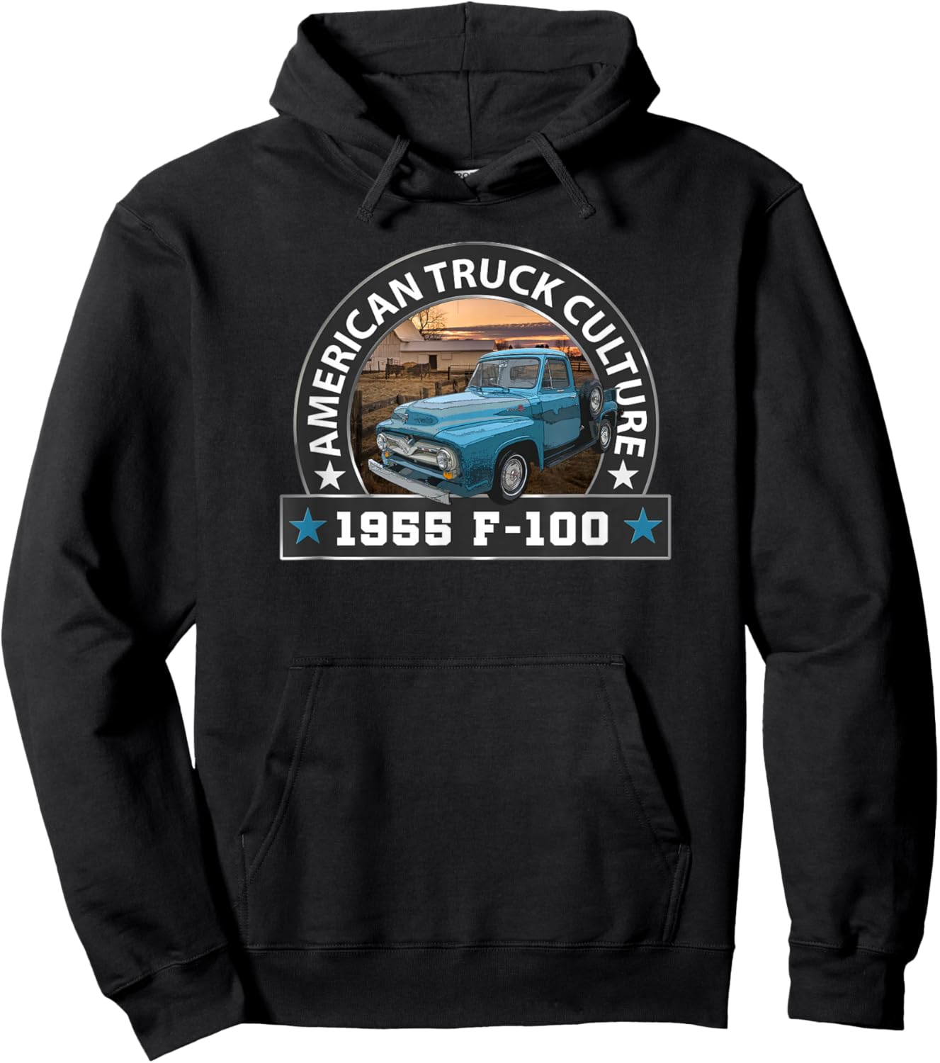 Vintage 1955 F100 Pickup Truck, Big Blue, Classic Trucks Hoodie - Hoodie | Black