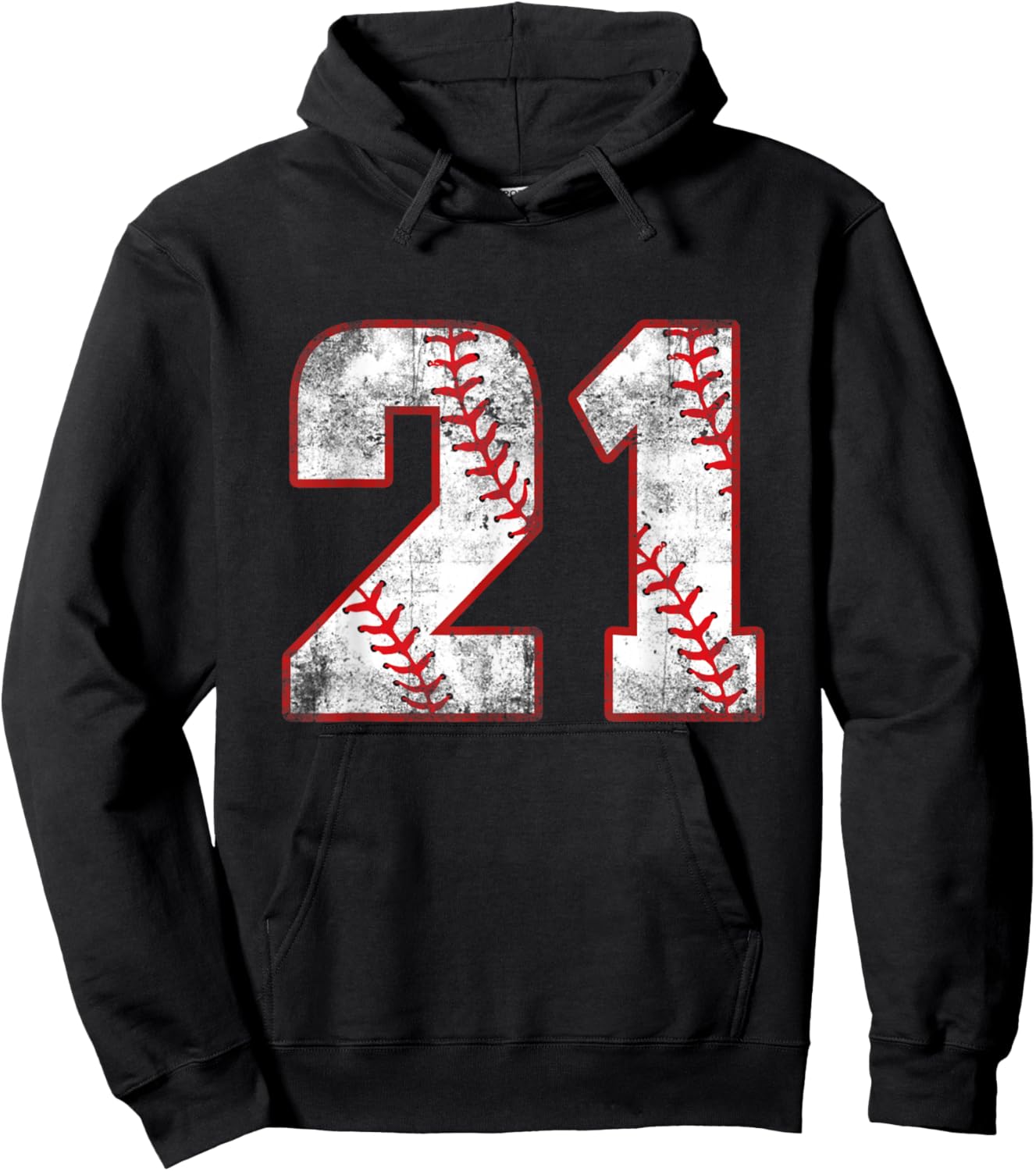 Vintage Baseball 21 Jersey Number Hoodie - Hoodie | Black