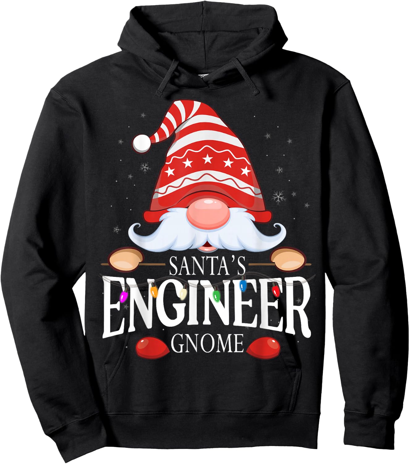 Santa's Engineer Gnome Matching Christmas Pajama Hoodie - Hoodie | Black