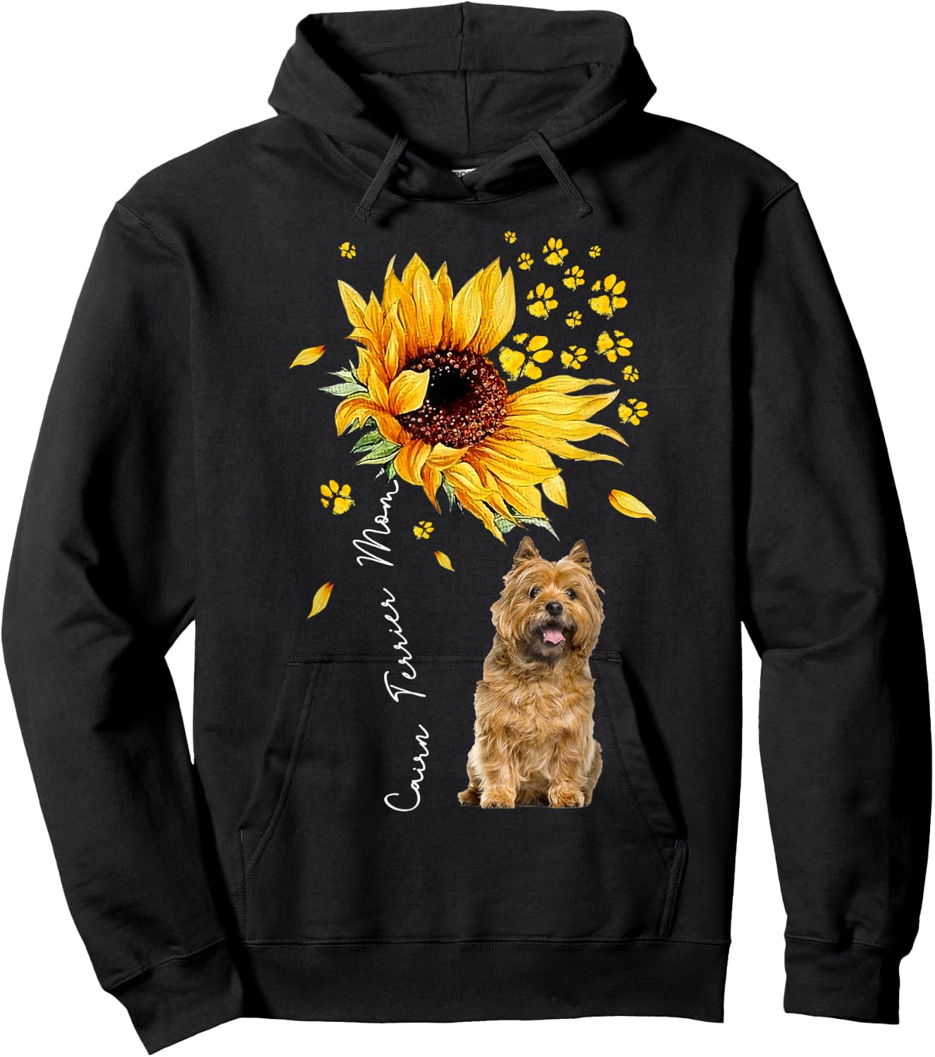 Sunflower Cairn Terrier Mom Dog Lover Gifts Hoodie - Hoodie | Black