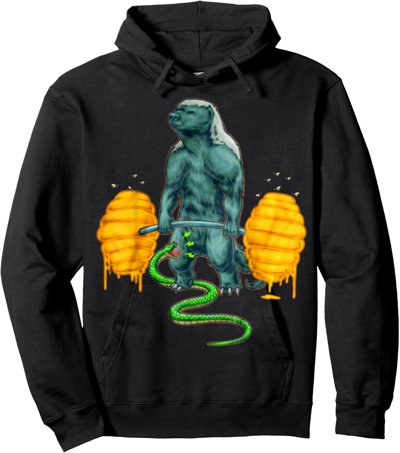 Funny Honey Badger Deadlifting Weightlifting Bodybuilding Hoodie - Hoodie | Black