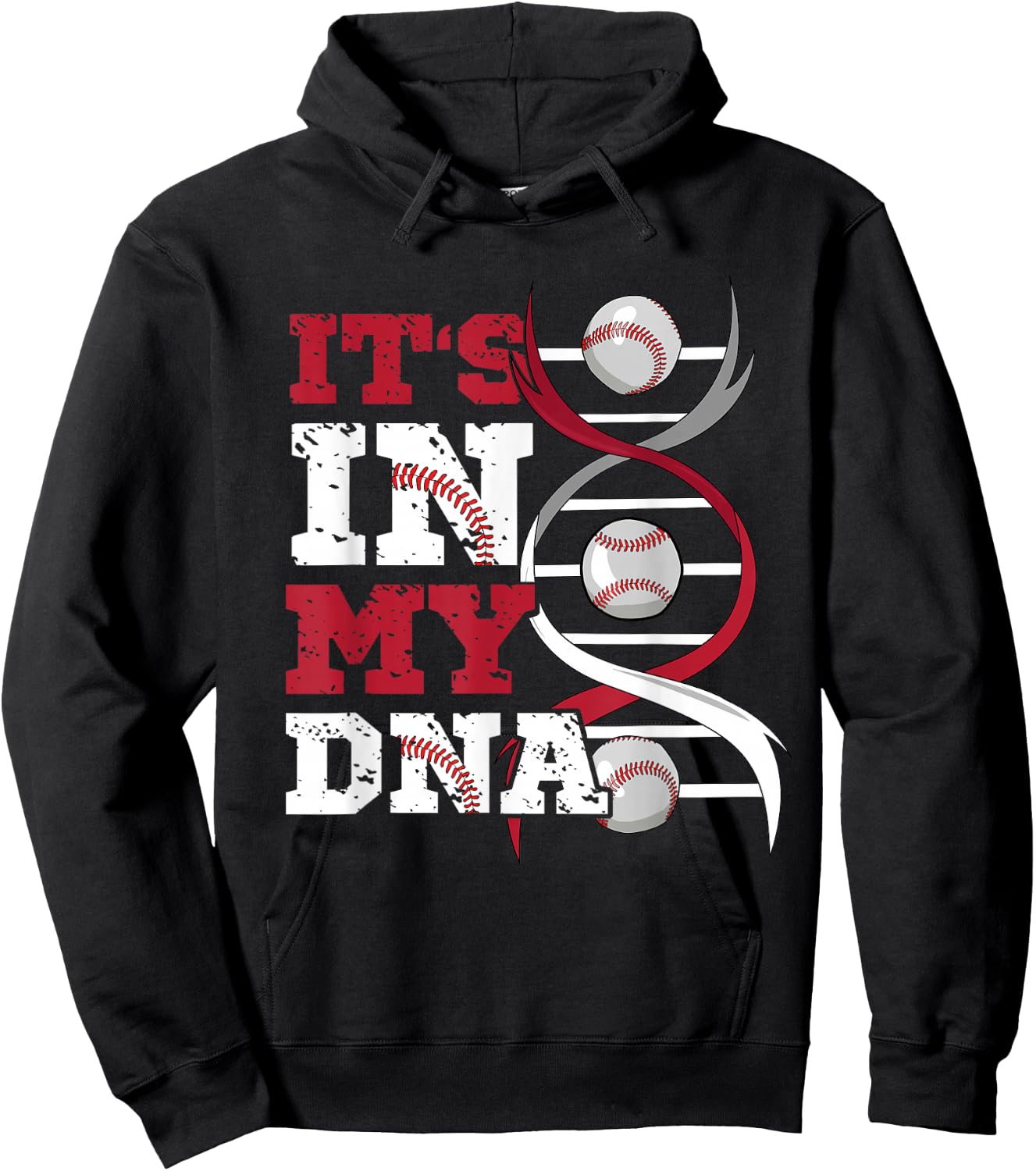 ITS IN MY DNA Baseball Sport Player Saying Baseball Fan Hoodie - Hoodie | Black