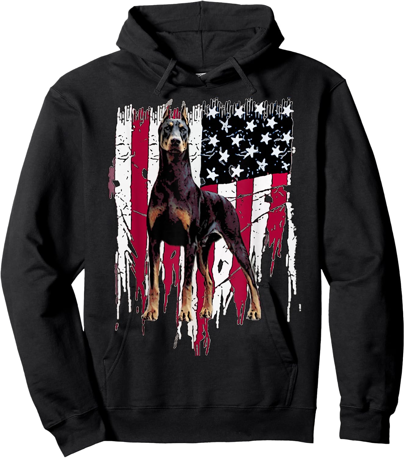 Doberman Pinscher American Flag USA Awesome Small Hoodie - Hoodie | Black