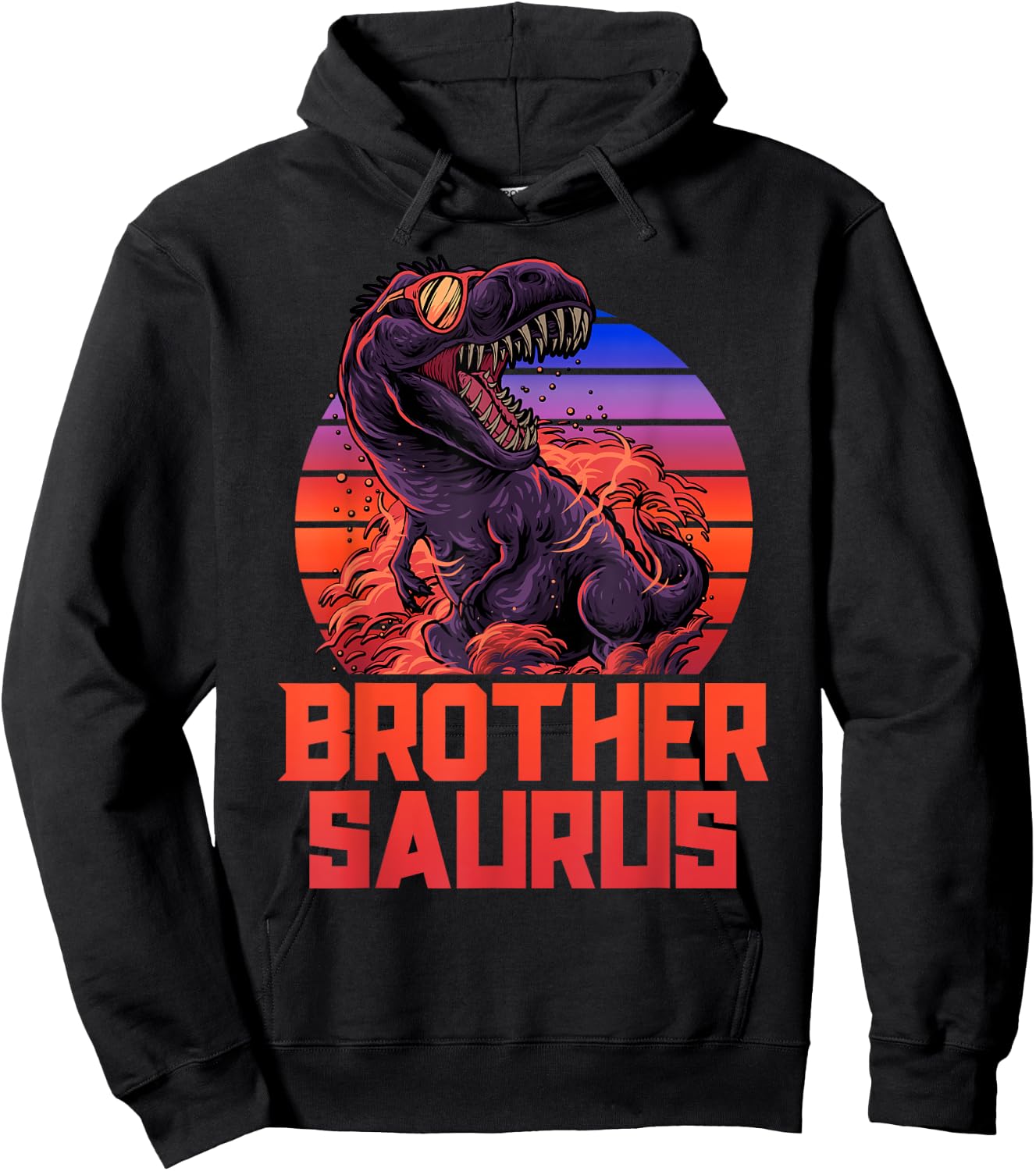 Brothersaurus T-Rex Shirt Brother Saurus Retro 80s Dinosaur Hoodie - Hoodie | Black