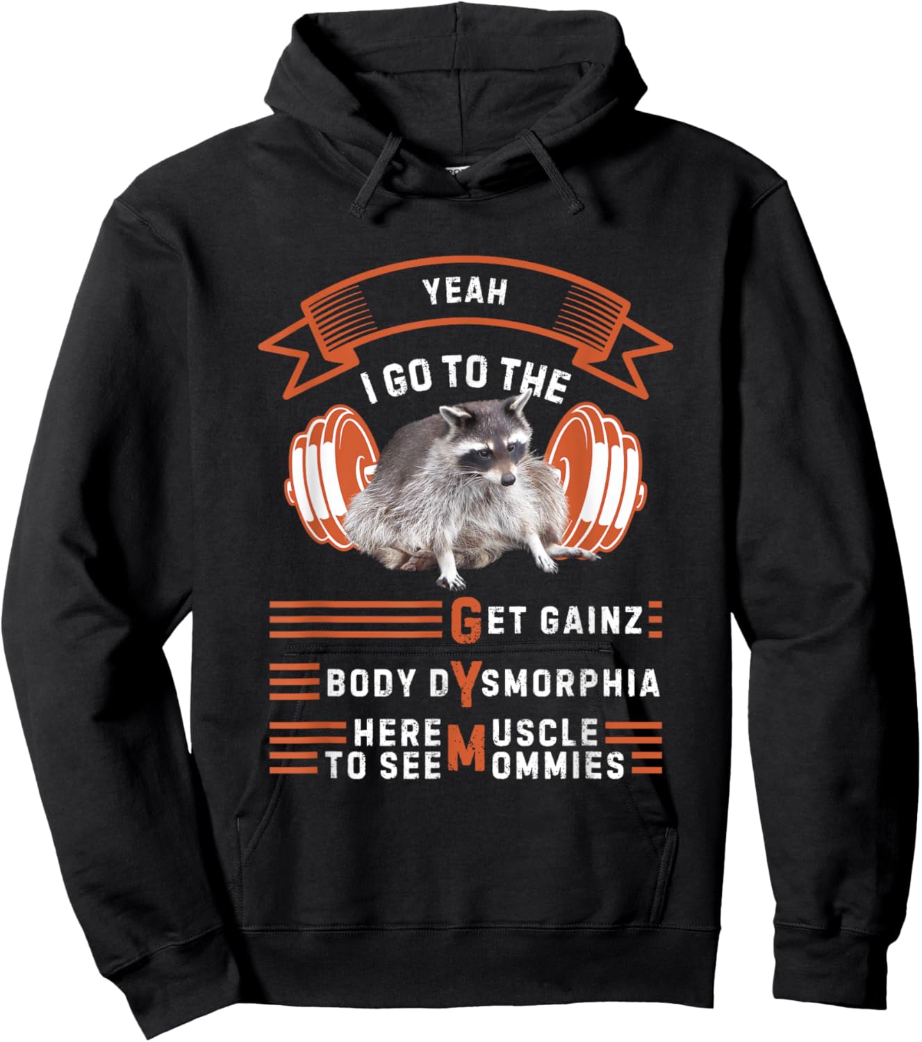 Yeah I Go To The Gym Funny Workout Weight Lifting Raccoon Hoodie - Hoodie | Black