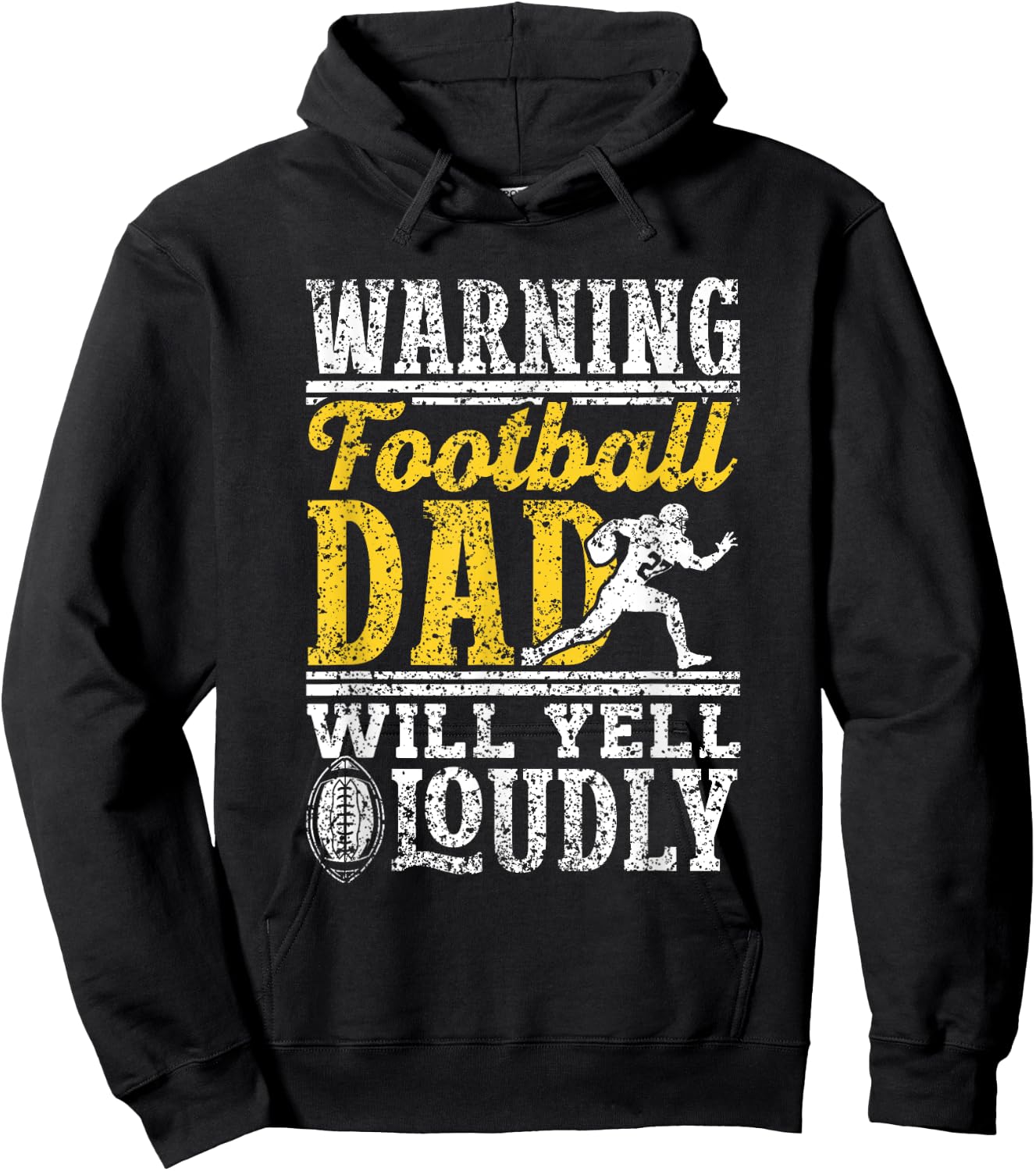 Warning Football Dad Will Yell Loudly Father Football Dad Hoodie - Hoodie | Black