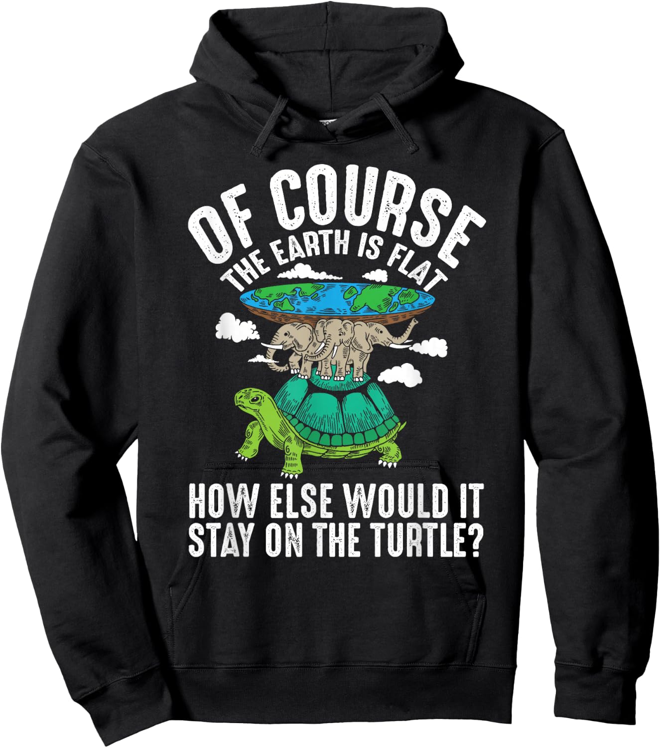 The Earth Is Flat How Else Would It Stay On The Turtle Hoodie - Hoodie | Black
