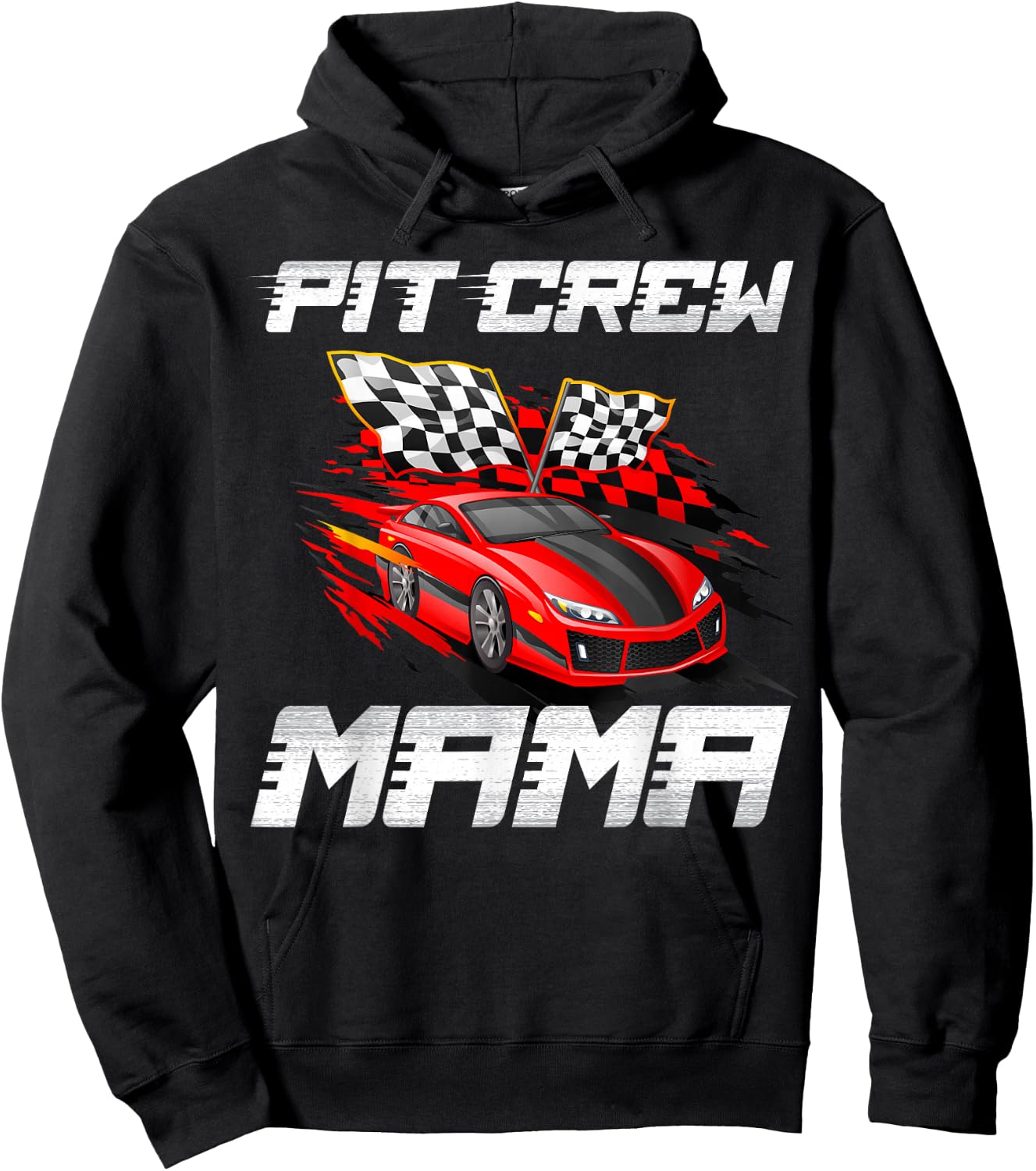 Pit Crew Mama Race Car Birthday Racing Car Family Hoodie - Hoodie | Black