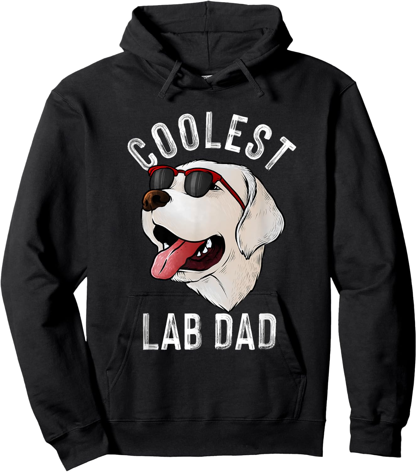 Funny Coolest Lab Dad Gift White Labrador Dog Lover Men Hoodie - Hoodie | Black